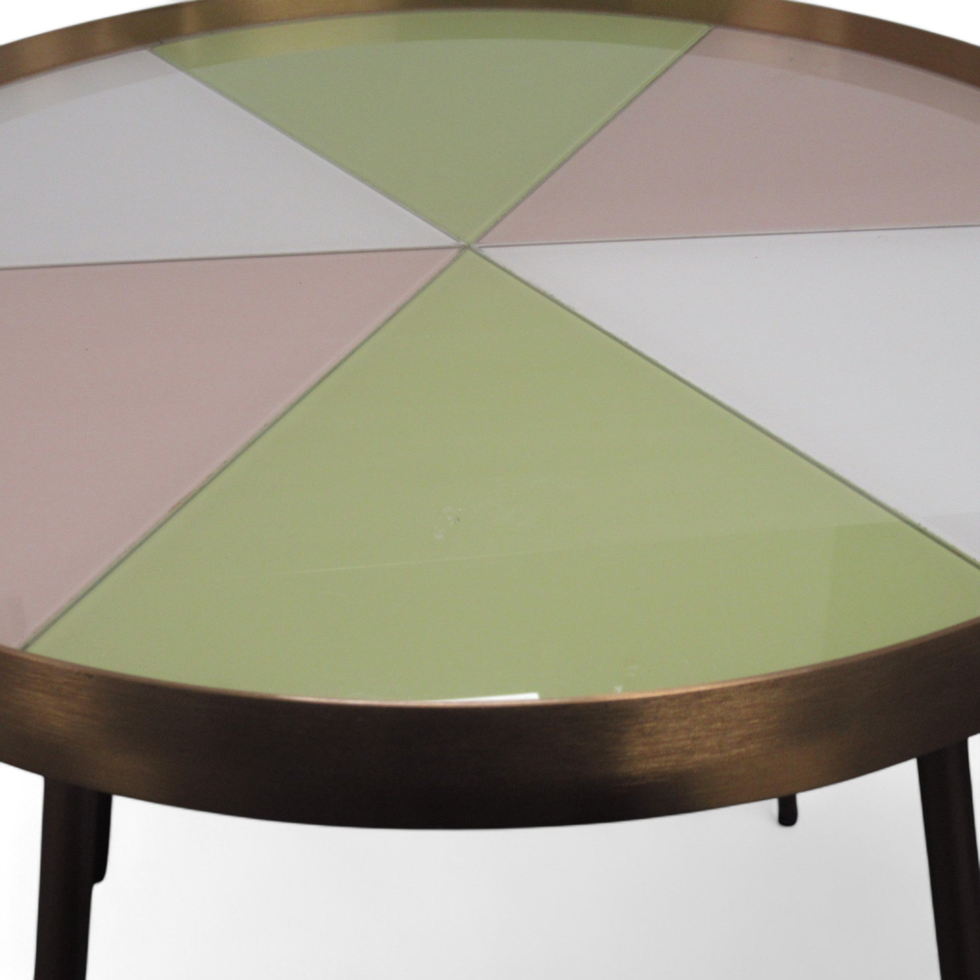 Edge image of Round Glass Tray Table Multicolour Gold Trim Unbranded