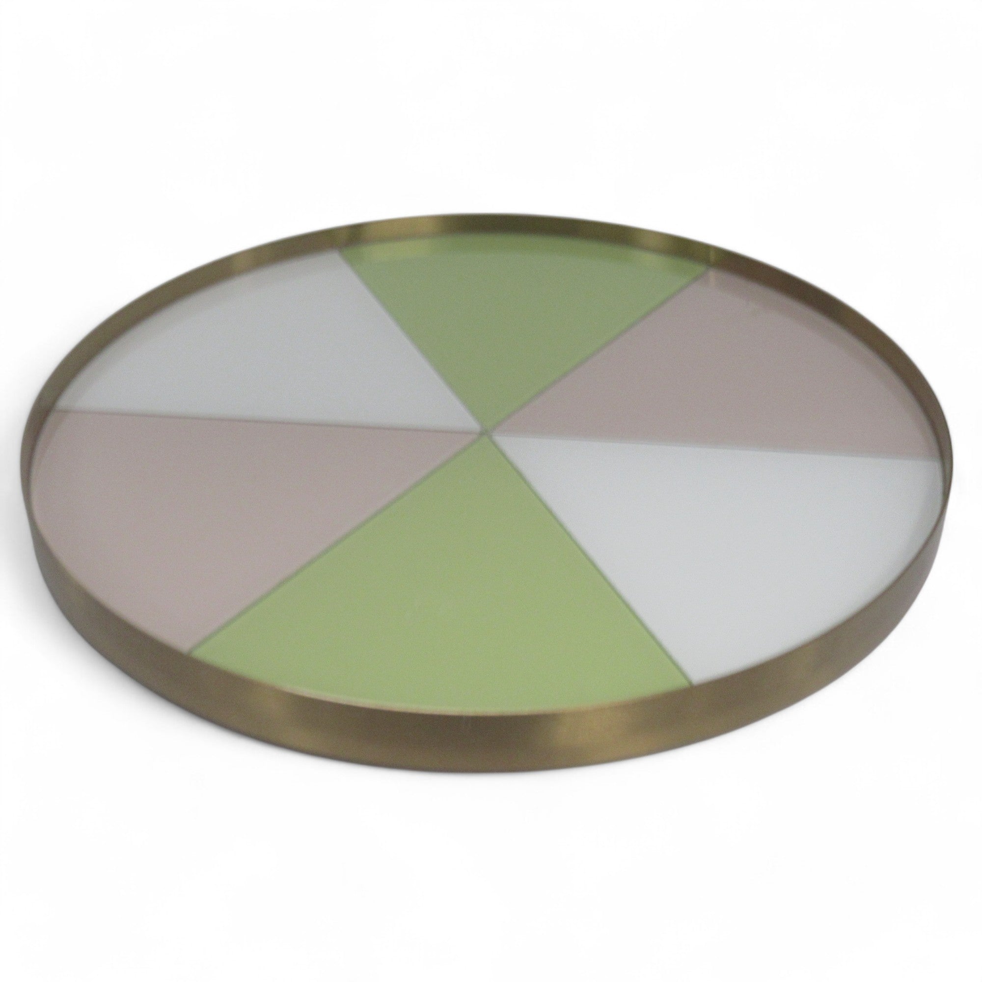 Table top image of Round Glass Tray Table Multicolour Gold Trim Unbranded