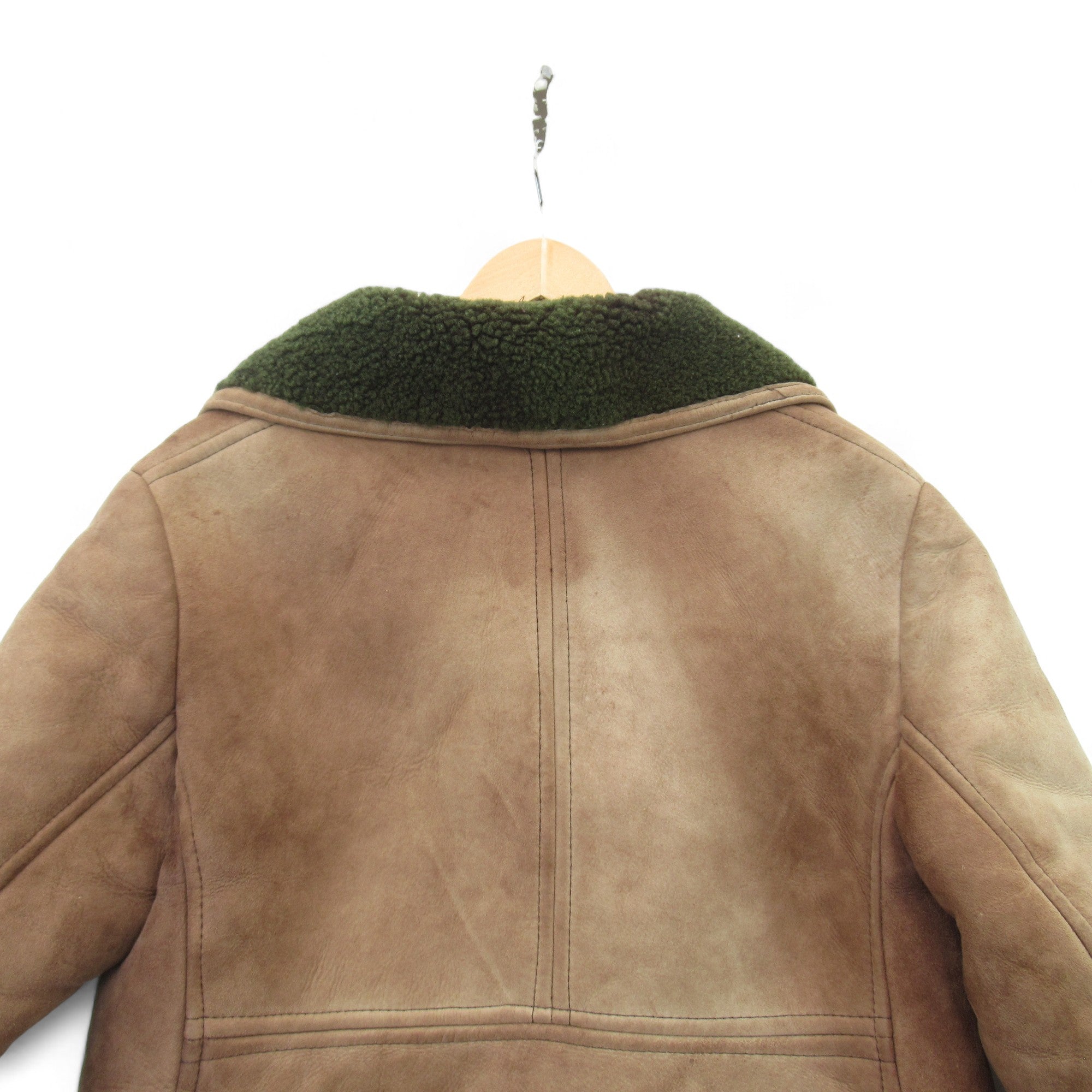 Close Up Shoulder image Antartex Large Brown Sheepskin Vintage Coat Mens 