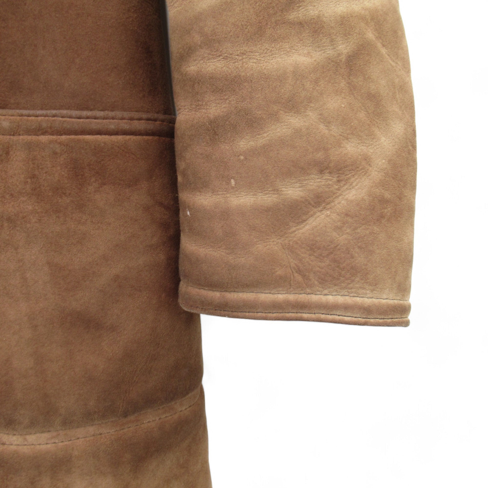 Close Up Cuff Image Antartex Large Brown Sheepskin Vintage Coat Mens 