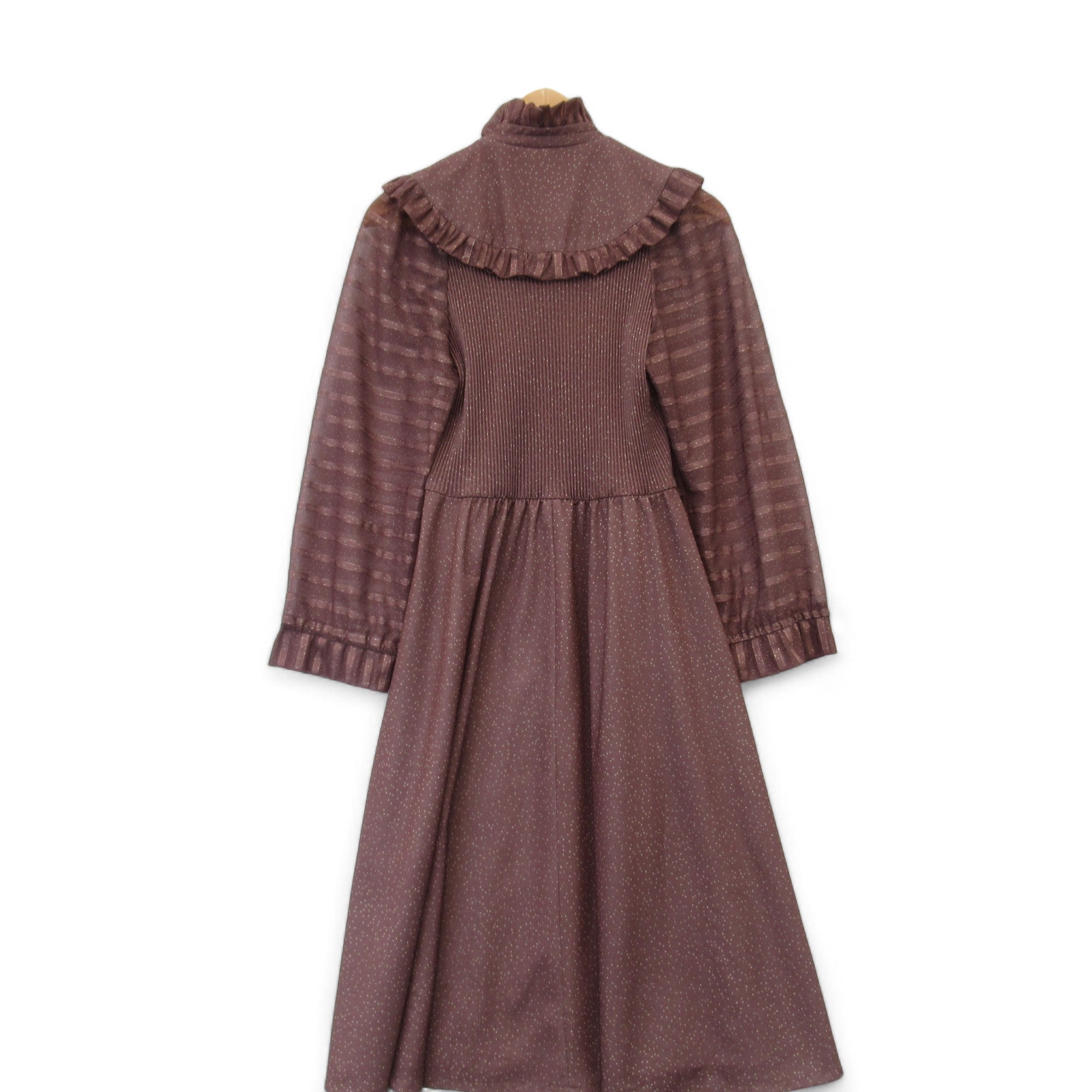 Back image of Unbranded UK 14 Brown Vintage Tea Dress Womenswear