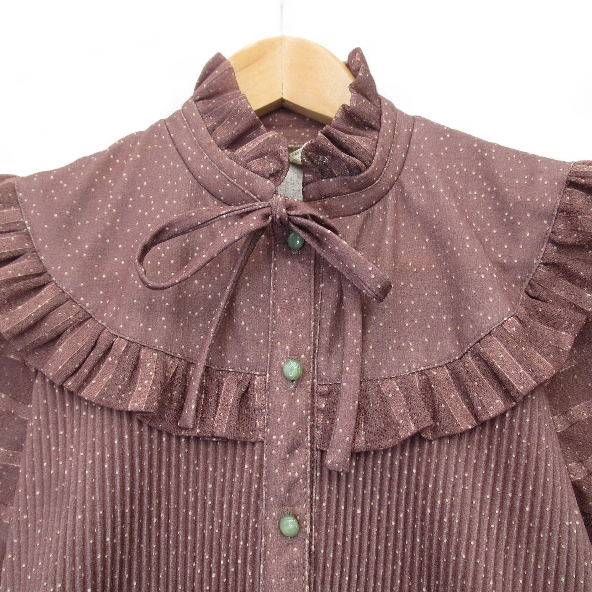 Close up of collar for Unbranded UK 14 Brown Vintage Tea Dress Womenswear