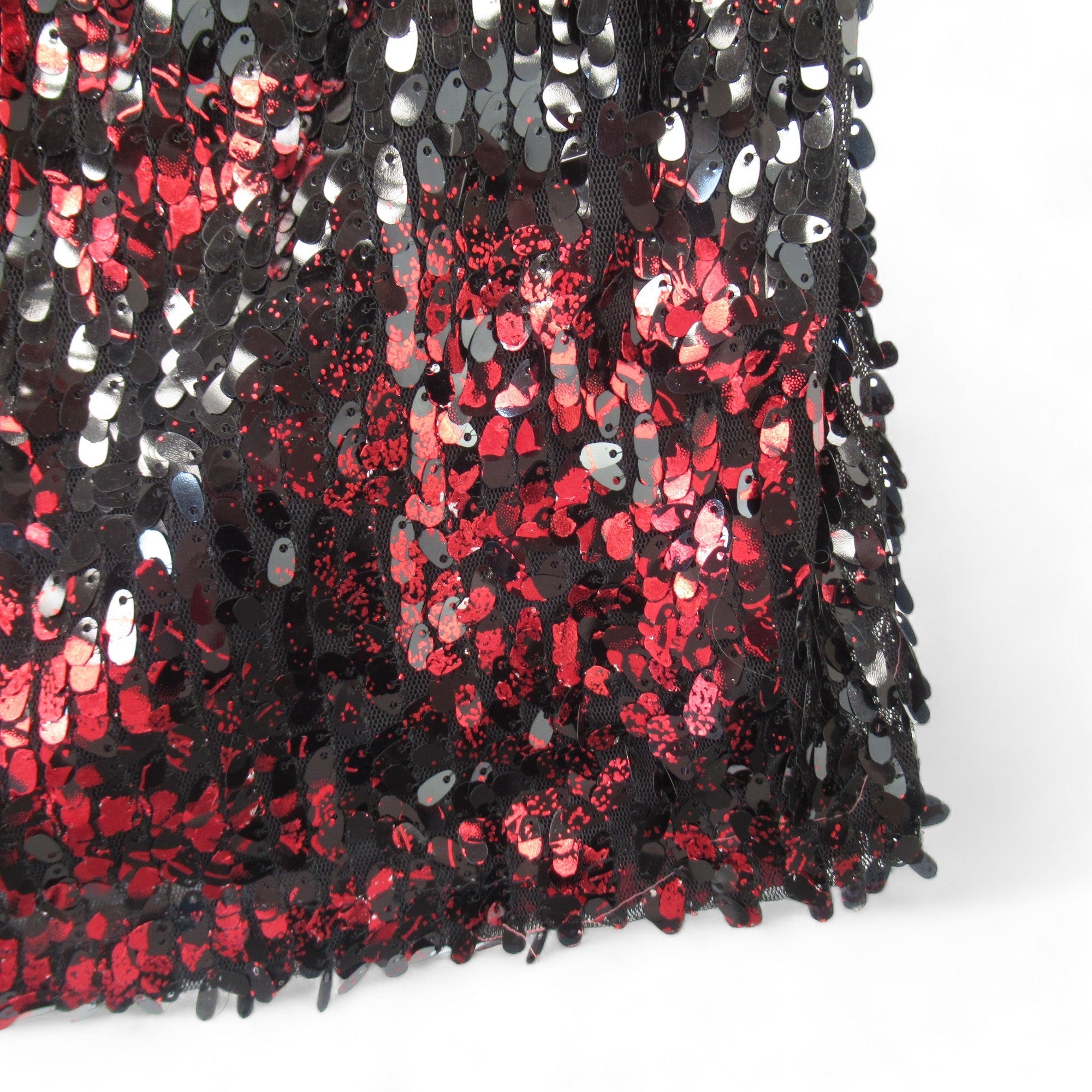 Close up of material image for Frime Collection UK 12 Red Black Sequin Dress Womenswear 