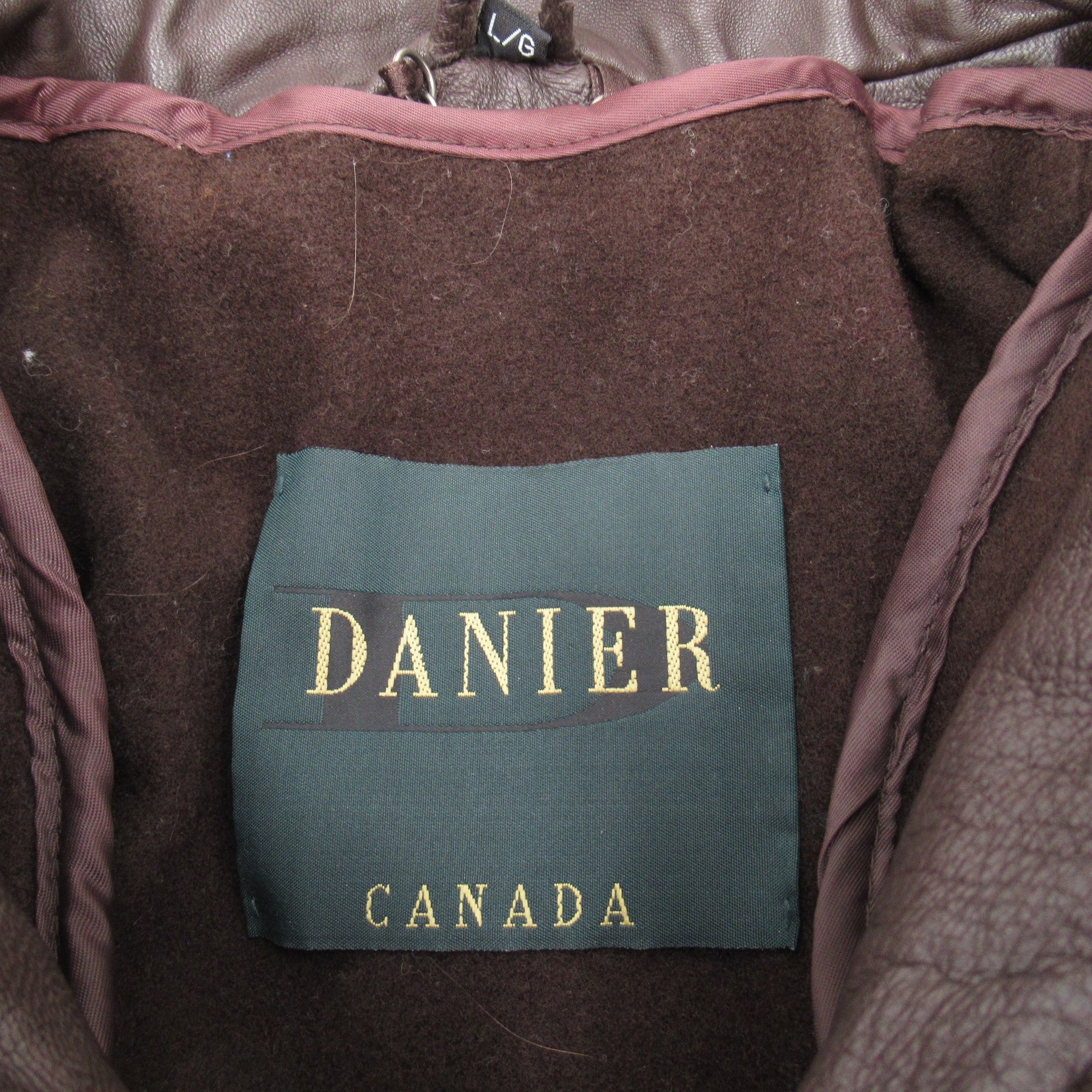 Brand label for Danier Canada Large Brown Leather Coat Menswear