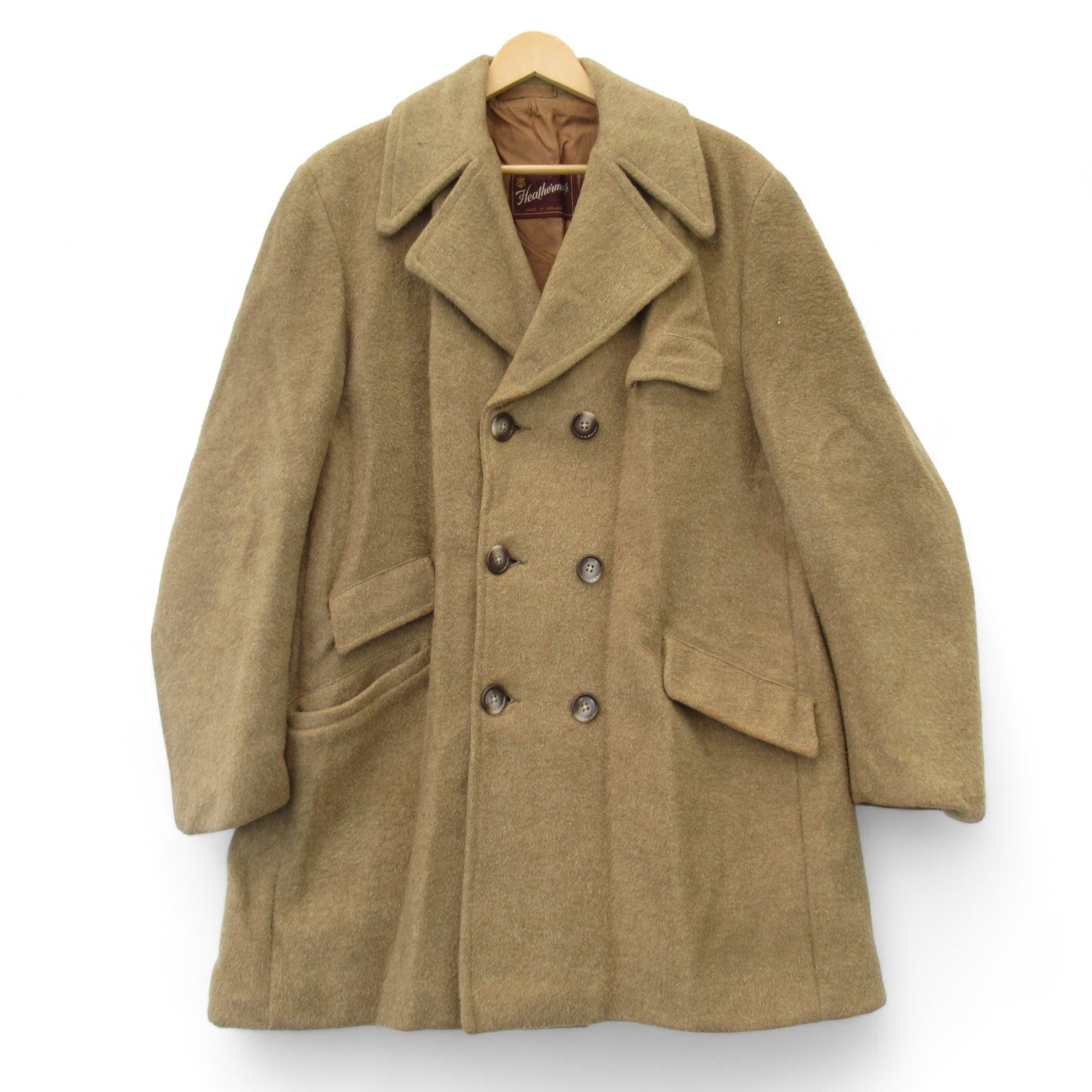 Front image for Heathermoor XL Camel Vintage Overcoat Menswear | Preloved