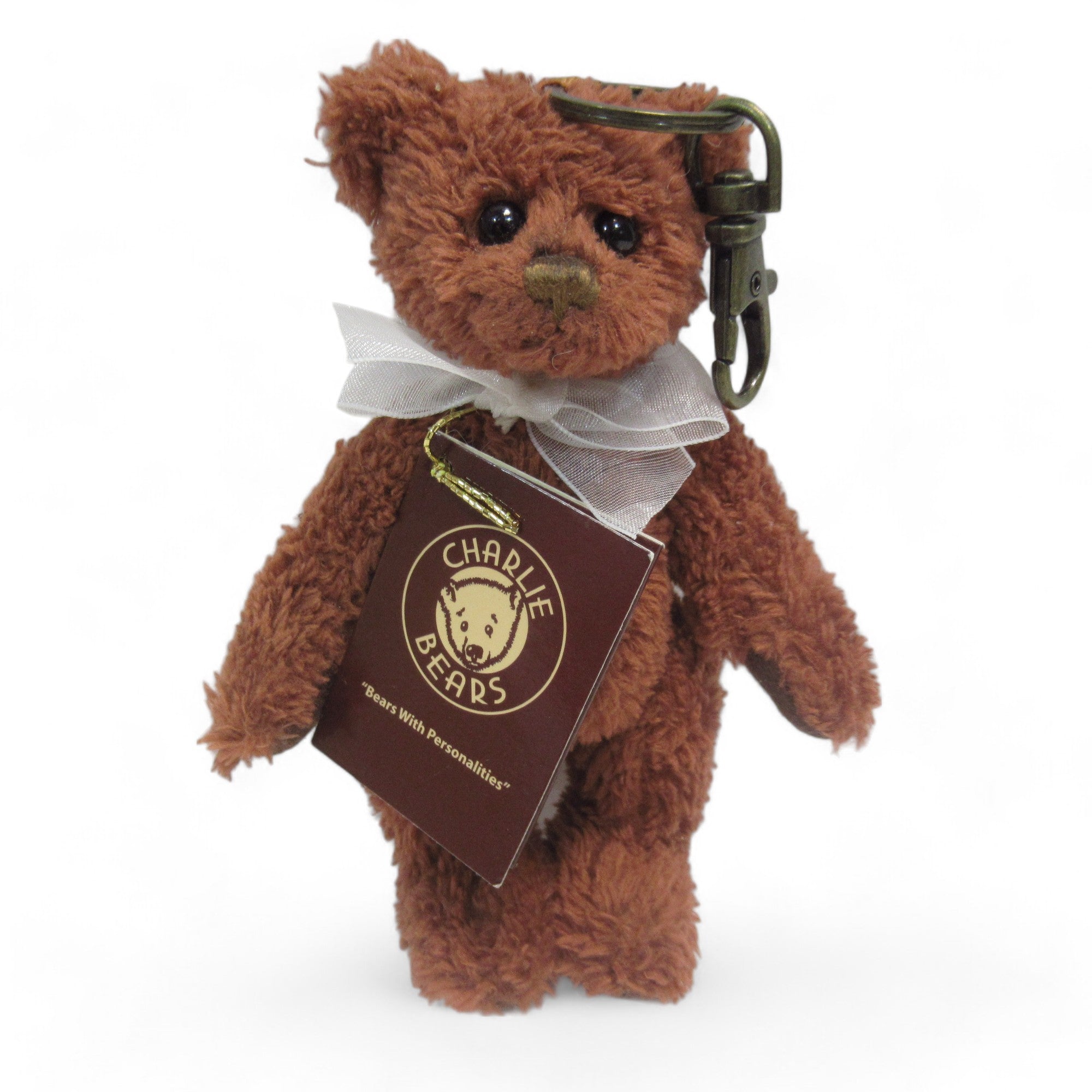 Front image of Charlie Bears Keyring Jersey Brown Plush 5"