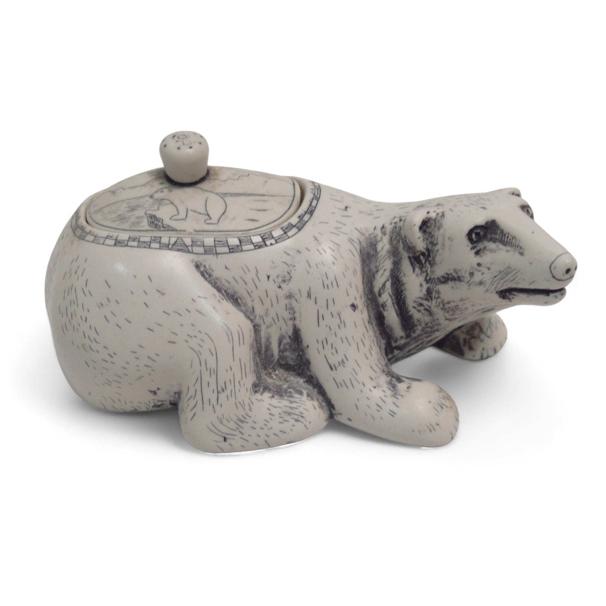 Front image of Comoys of London Polar Bear Resin Trinket Box 5"