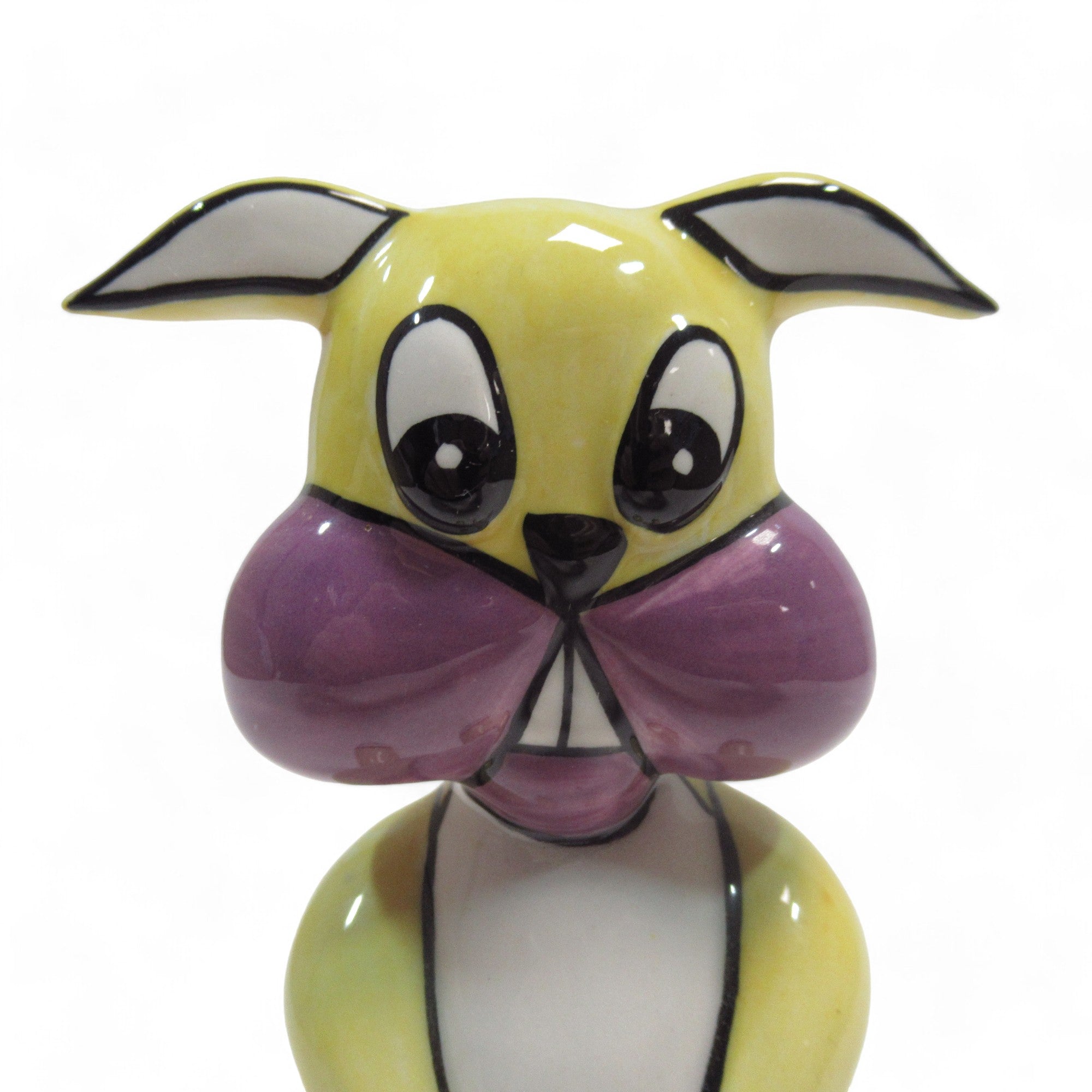 Face close up of Buck the Rabbit Figurine by Lorna Bailey Ceramic