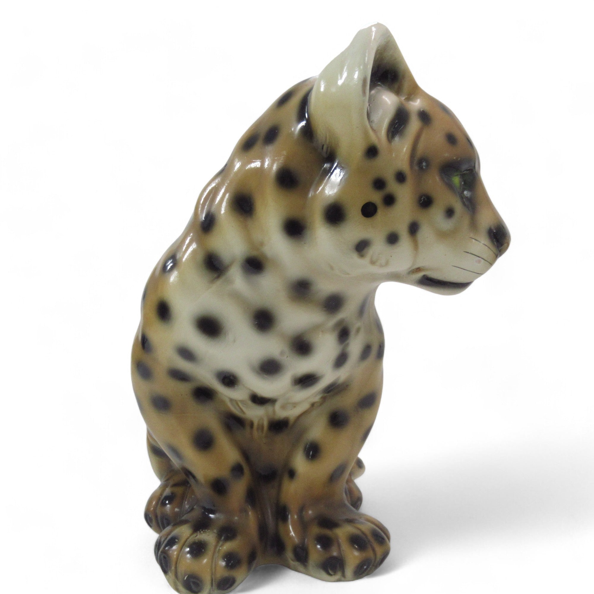 Right side image of Large Hand Painted Ceramic Cheetah Cub Figure