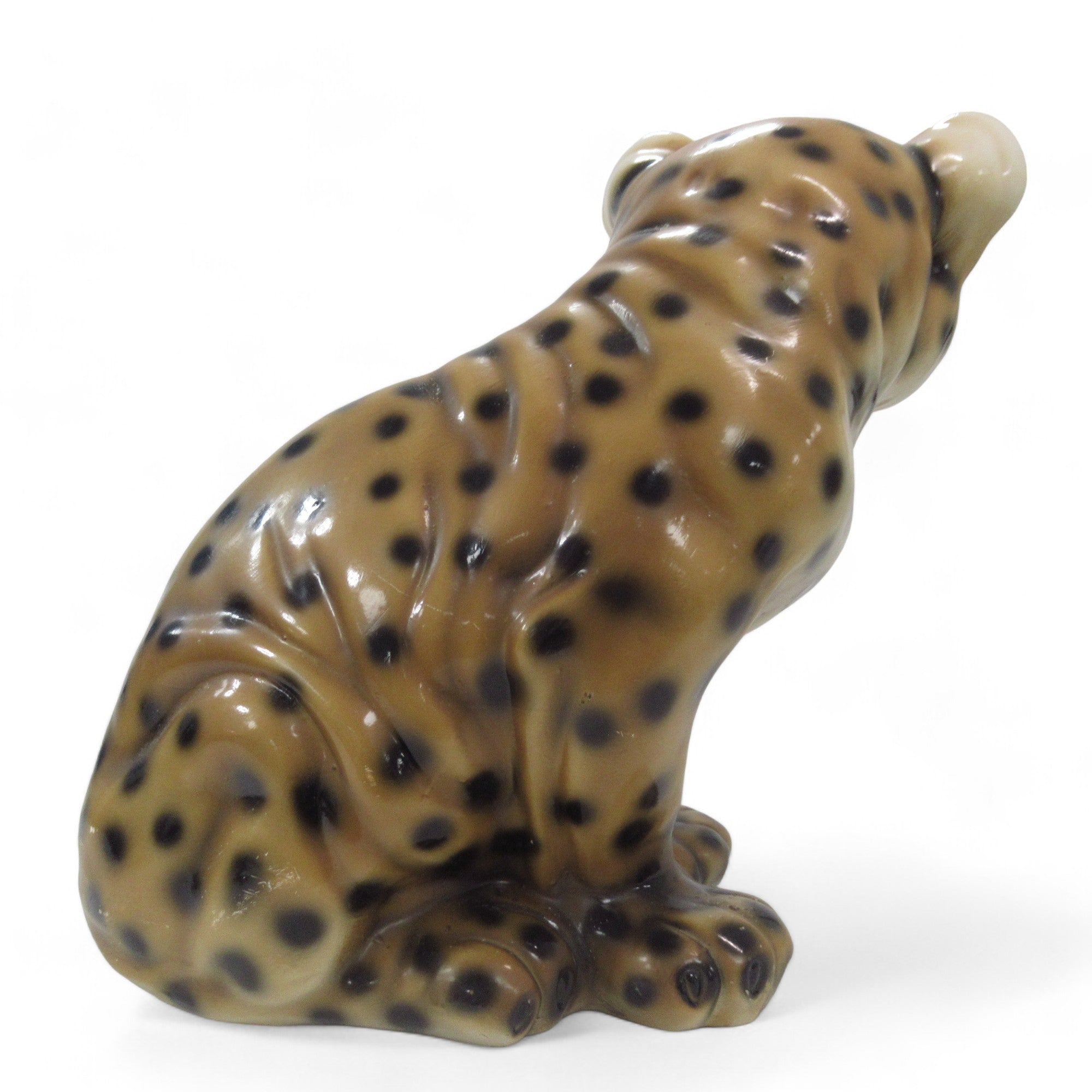 Rear image of Large Hand Painted Ceramic Cheetah Cub Figure