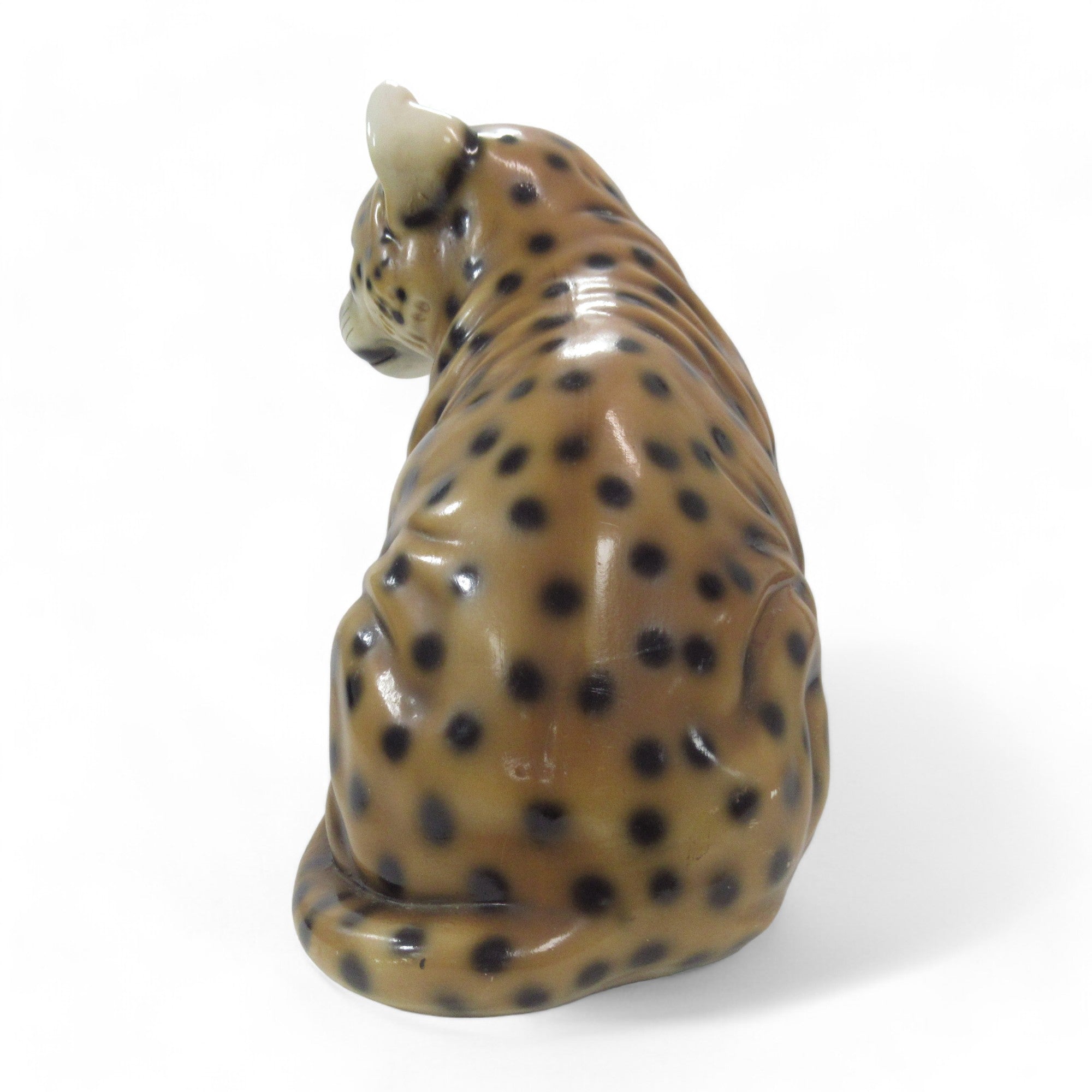 Left side image of Large Hand Painted Ceramic Cheetah Cub Figure