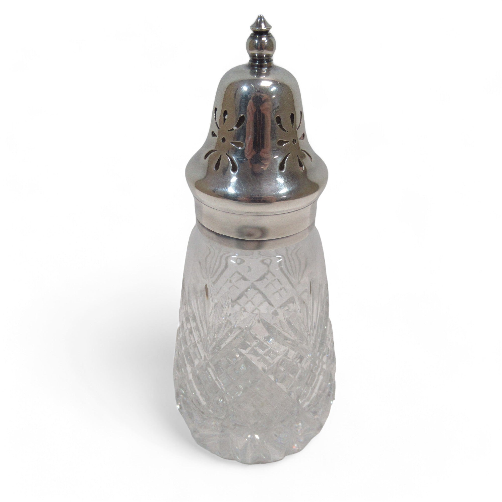 Rear image of 925 Sterling Silver Cut Glass Sugar Caster Vintage