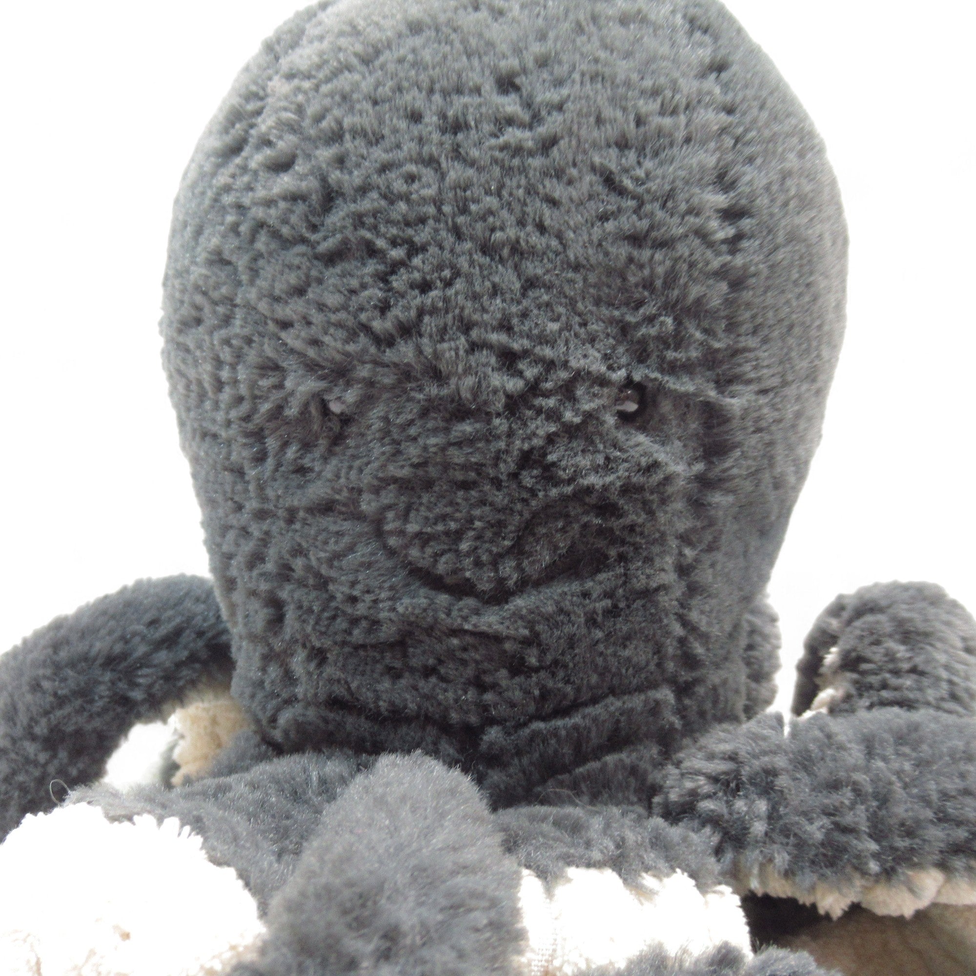 Close up image of Jellycat Inky Octopus Grey Plush Soft Toy