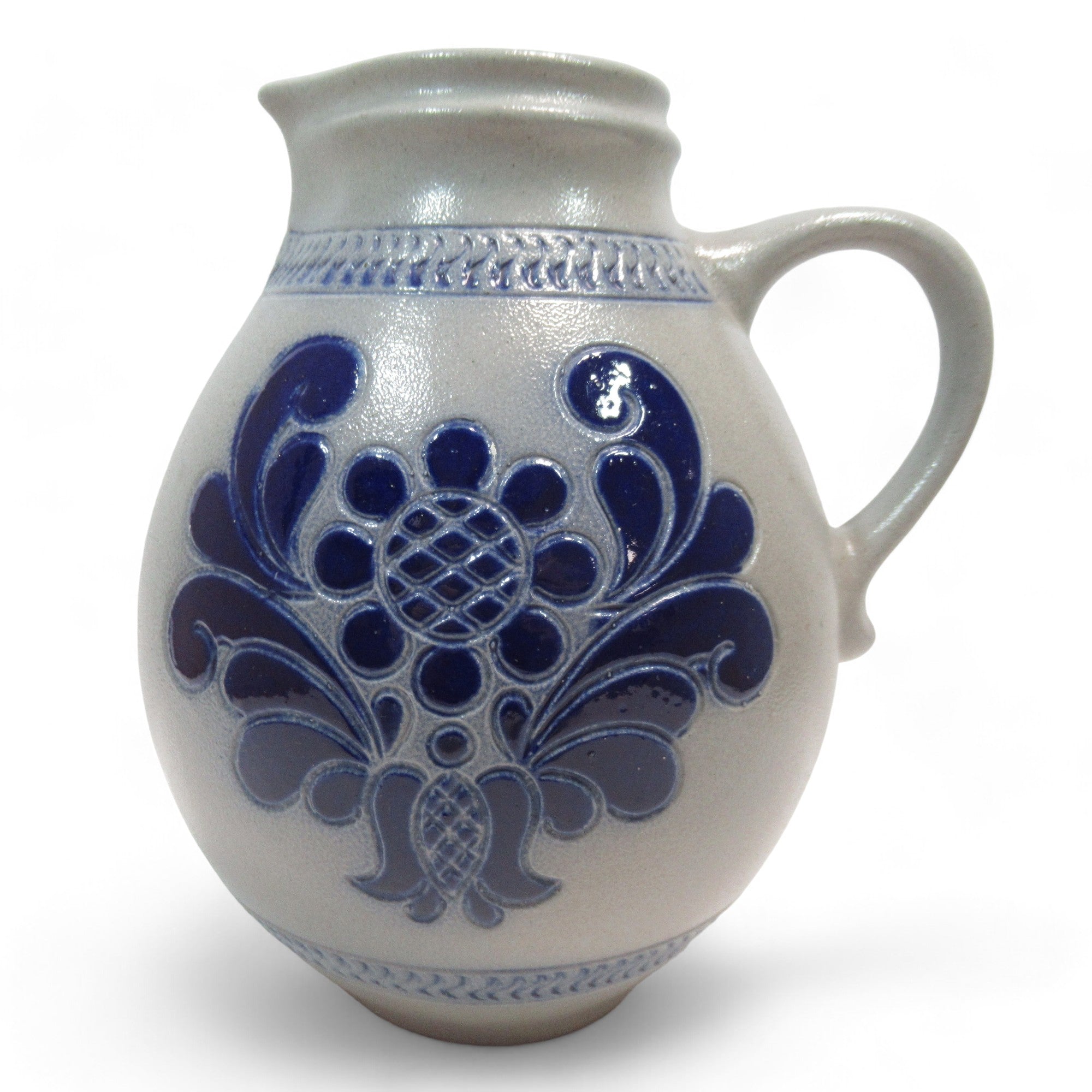 Front image of Marzi & Remy Glazed Pitcher Jug Blue/Grey Stoneware