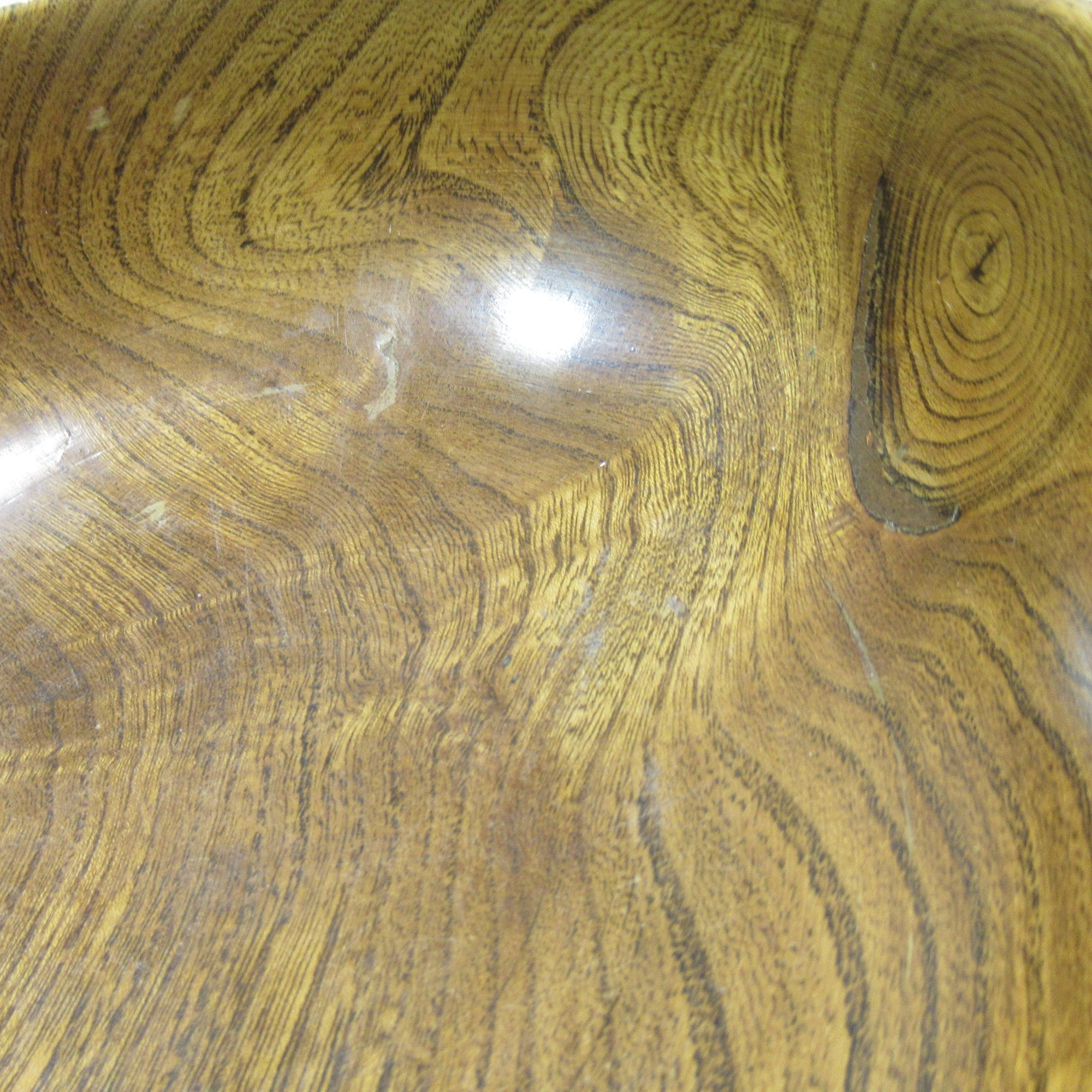 Close up wear image of Cymru Craft Welsh Handmade Wooden Elm Bowl