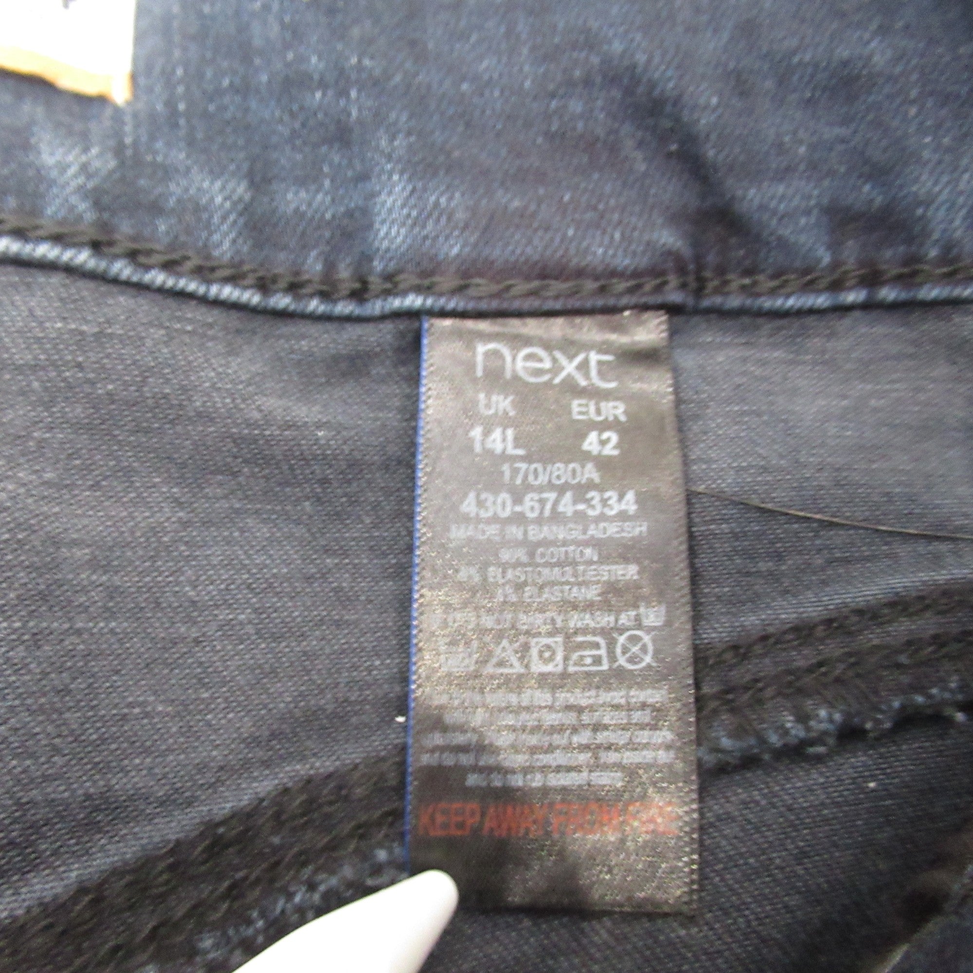 care label image for Next UK 14 Blue Denim Jeans Slim Shape Womenswear | Preloved