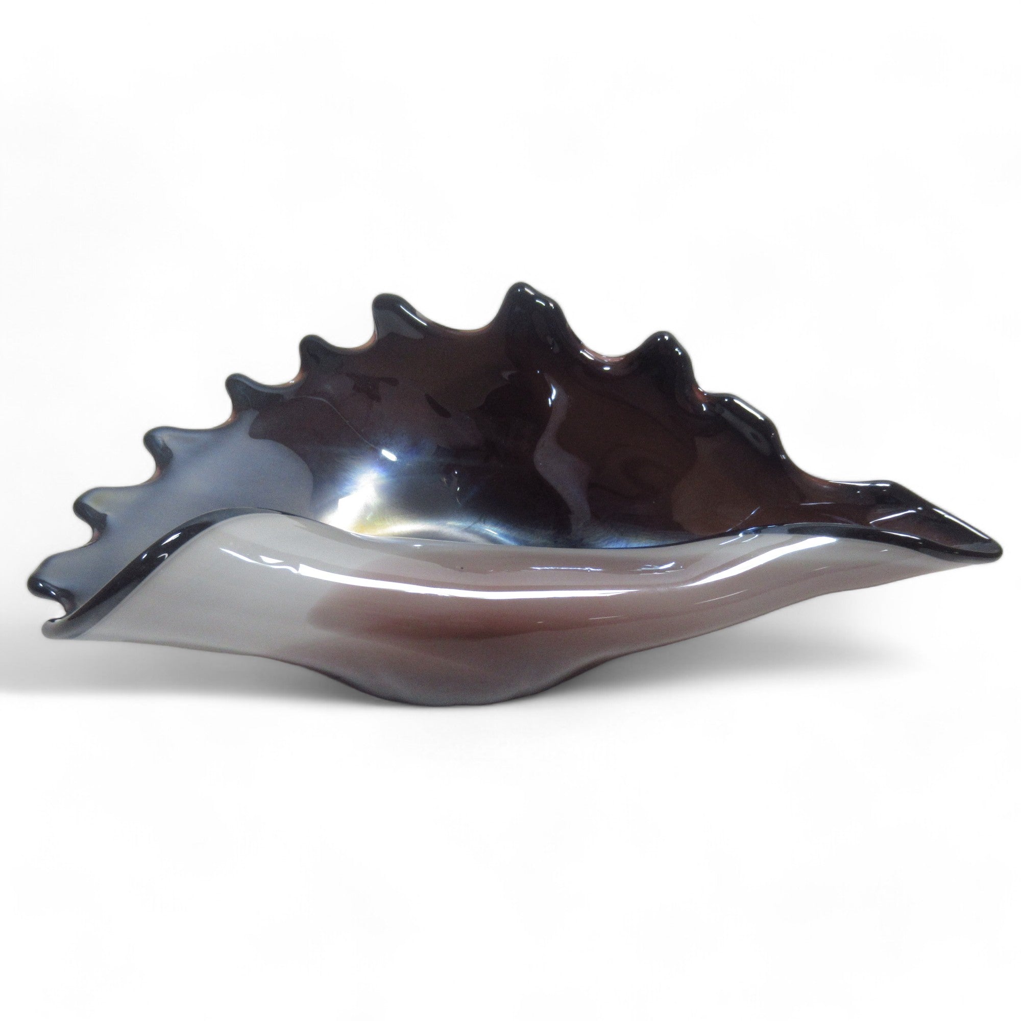 Front image of Glass Shell Bowl Iridescent Murano Amethyst