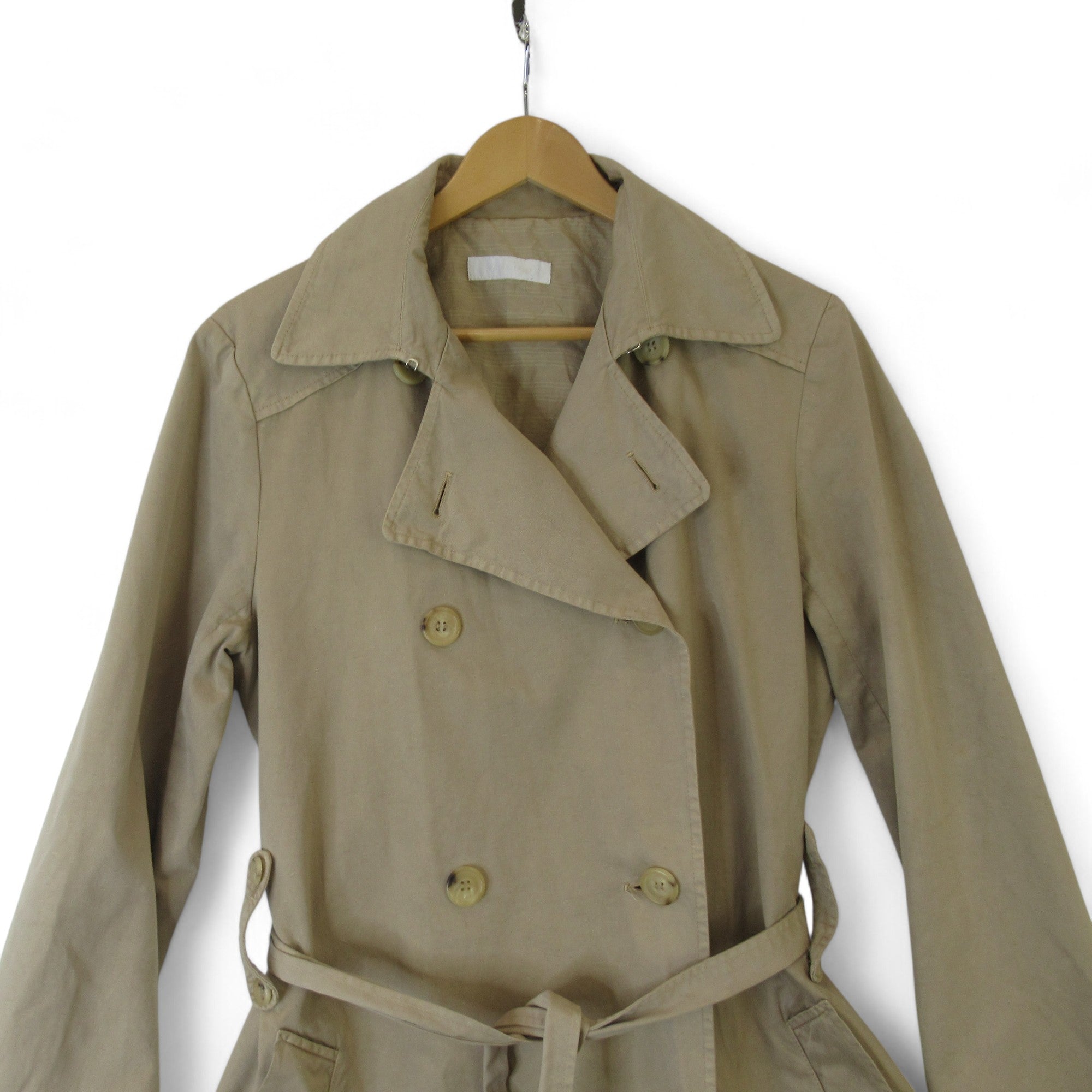 top image for Nicole Farhi UK 14 Beige Trench Coat Vintage Womenswear | Preloved