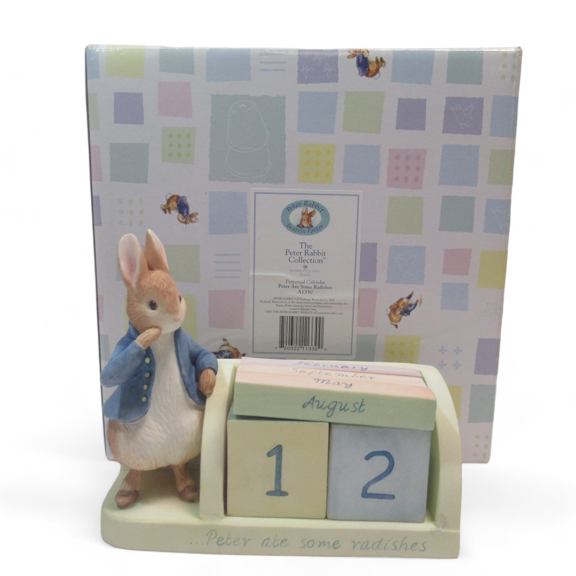 Front image with box of Peter Rabbit Collection Perpetual Calendar A1330