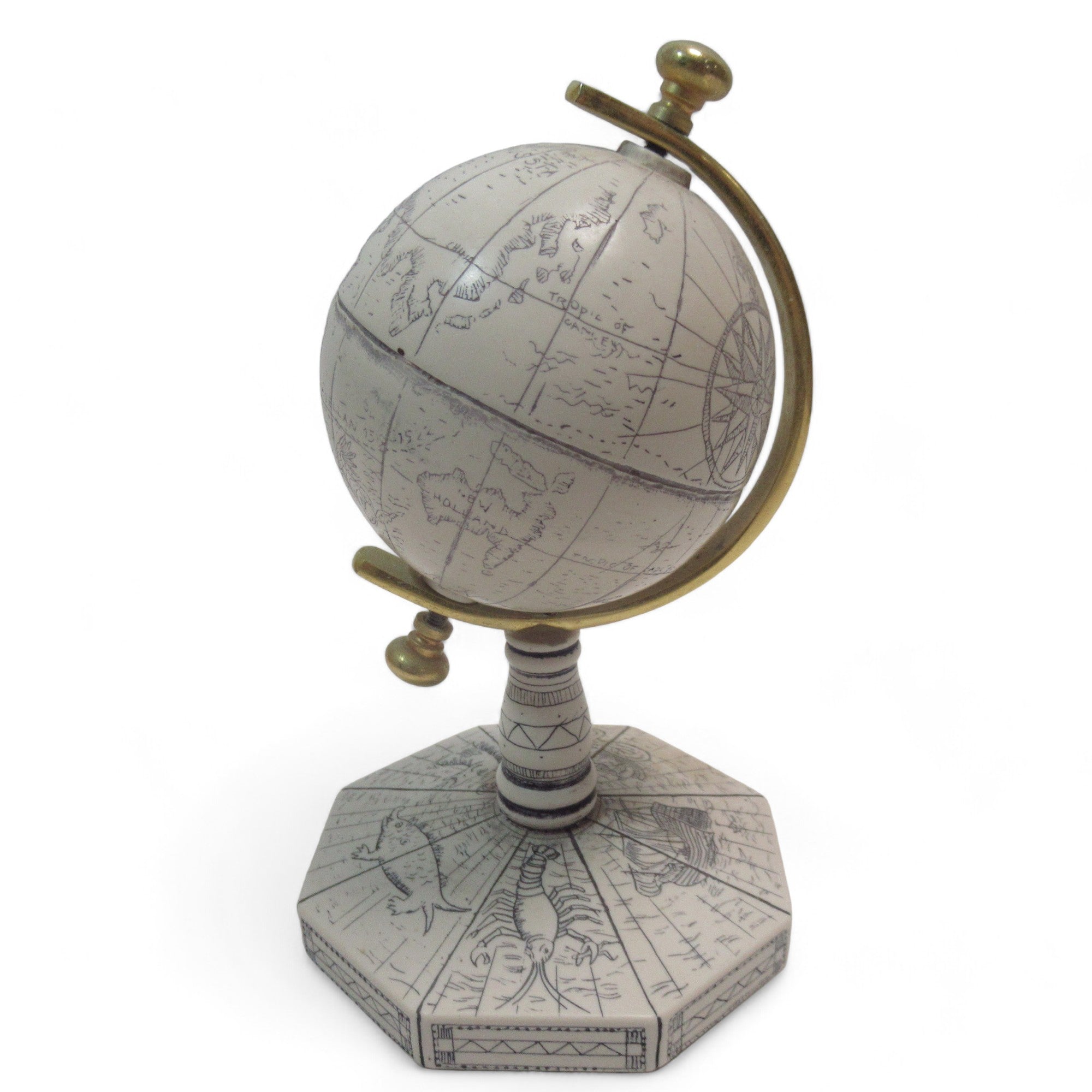 Side 2 image of Comoy's of London Faux Ivory Desk Globe