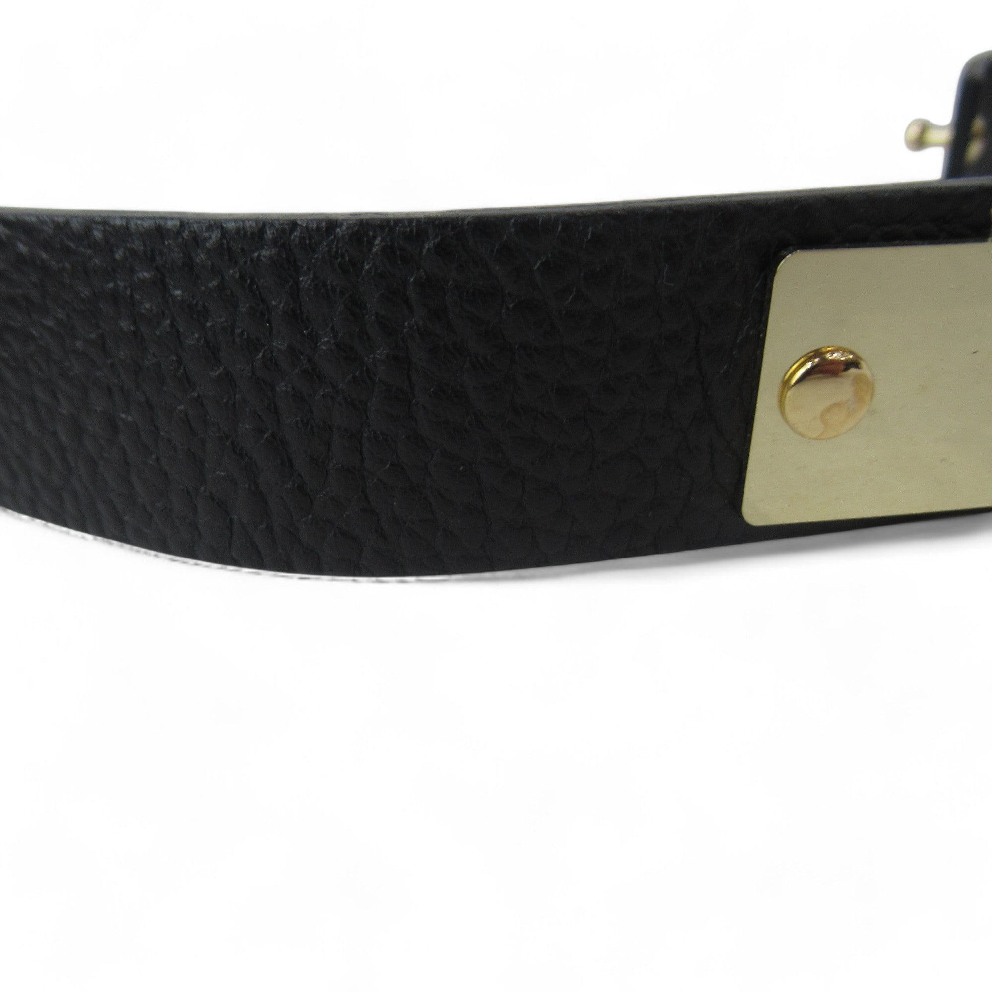 close up image for Sophie Hulme Brass Panel Belt Navy Leather Womenswear | Preloved