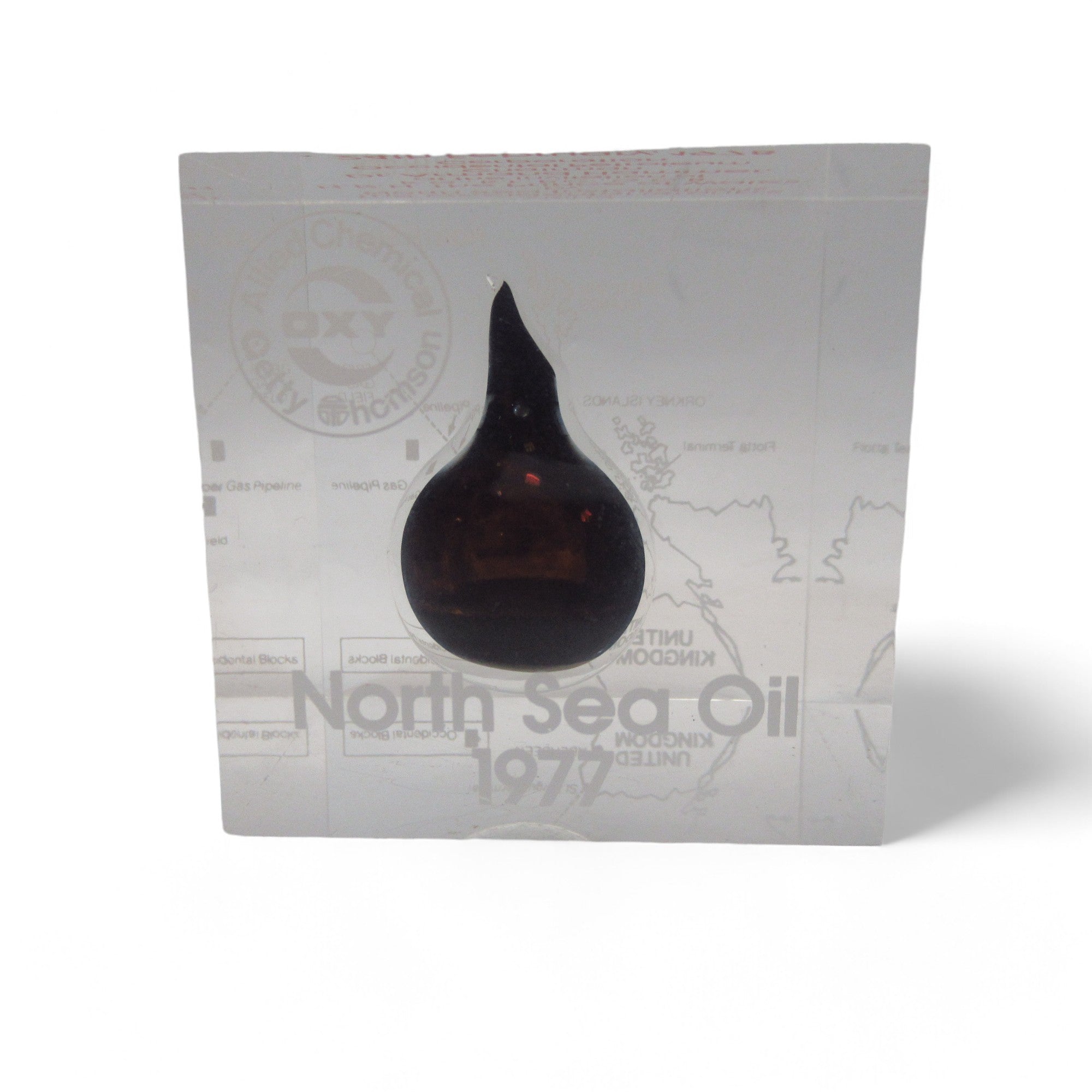 North Sea Oil 1977 Commemorative Oil Drop in Resin | Preloved