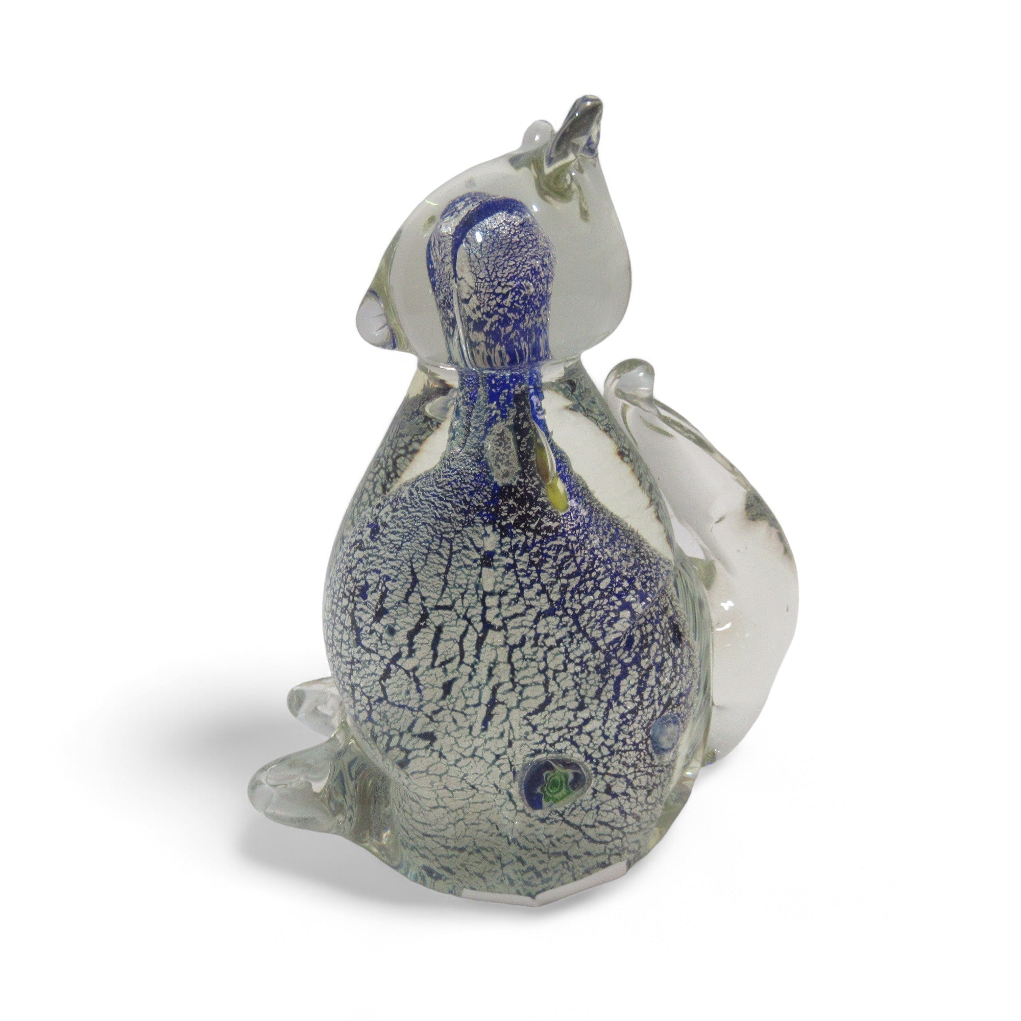 Left side image of Murano Style Art Glass Cat Figurine Clear/Blue