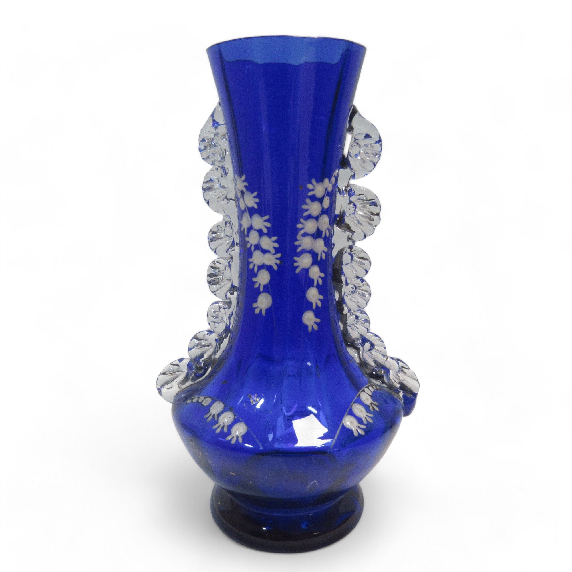 Cobalt Blue Glass Vase Decorative Unmarked 6.5" | Preloved