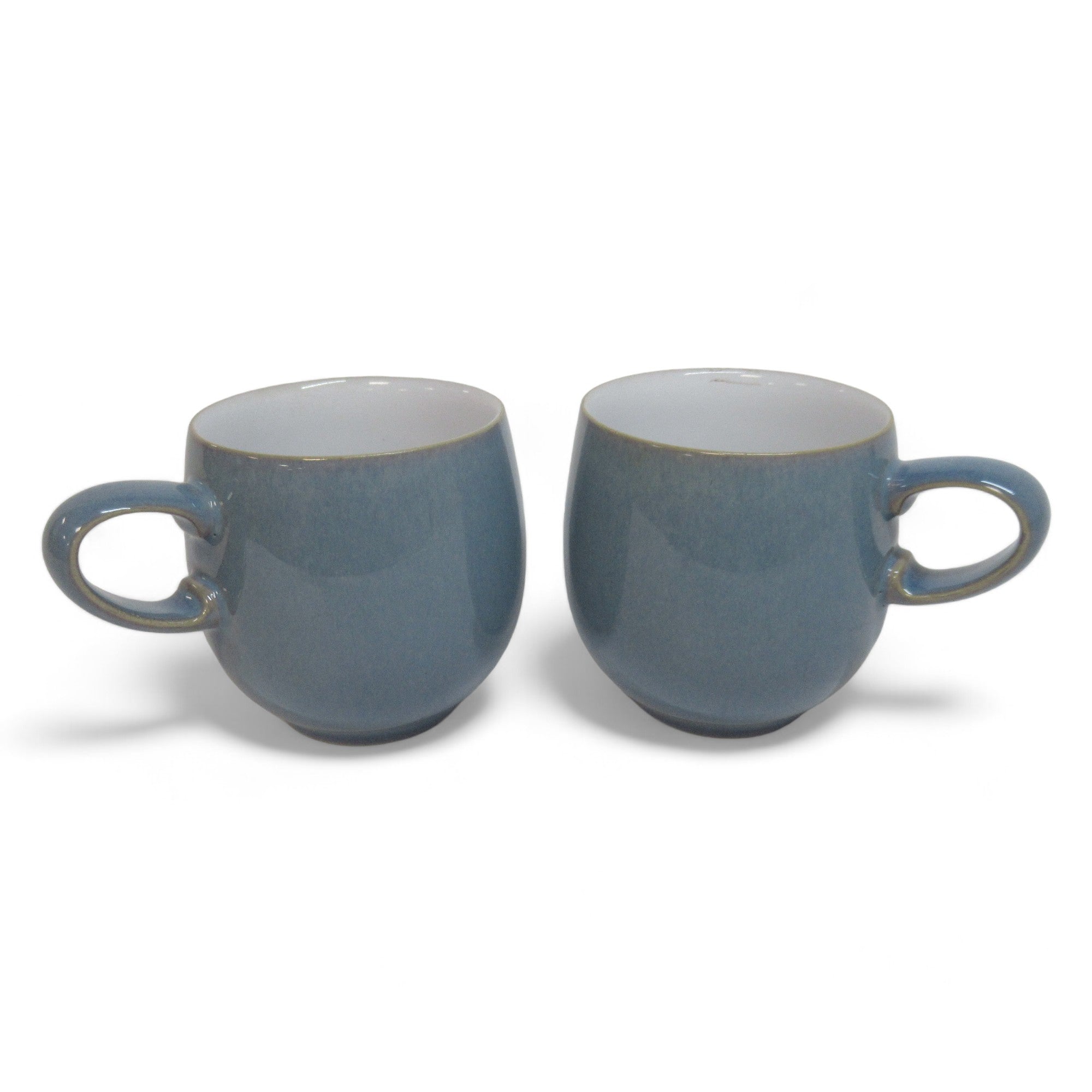 Front image of Denby Azure Blue Curve Coffee Mug Set of 2 Stoneware