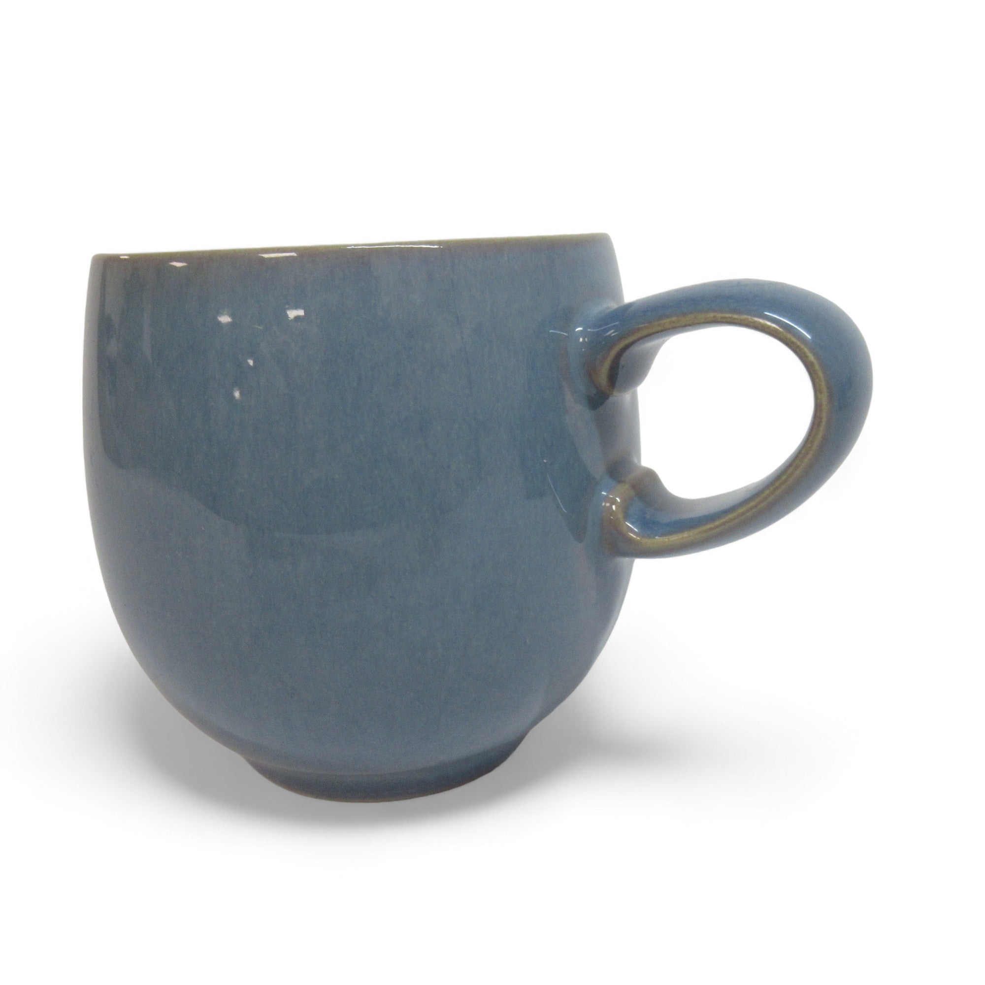 Rear image of Denby Azure Blue Curve Coffee Mug Set of 2 Stoneware