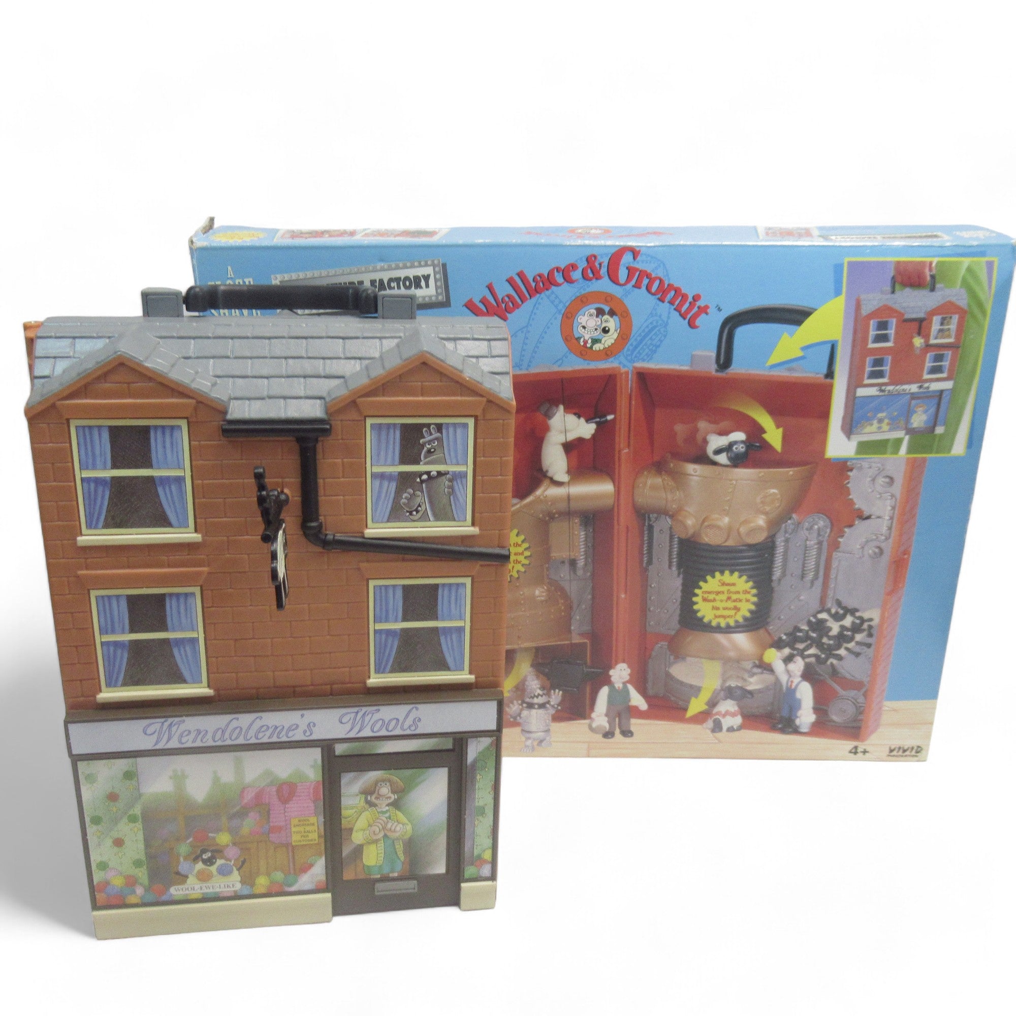 Front image with box of Wallace & Gromit A Close Shave Adventure Factory 1989