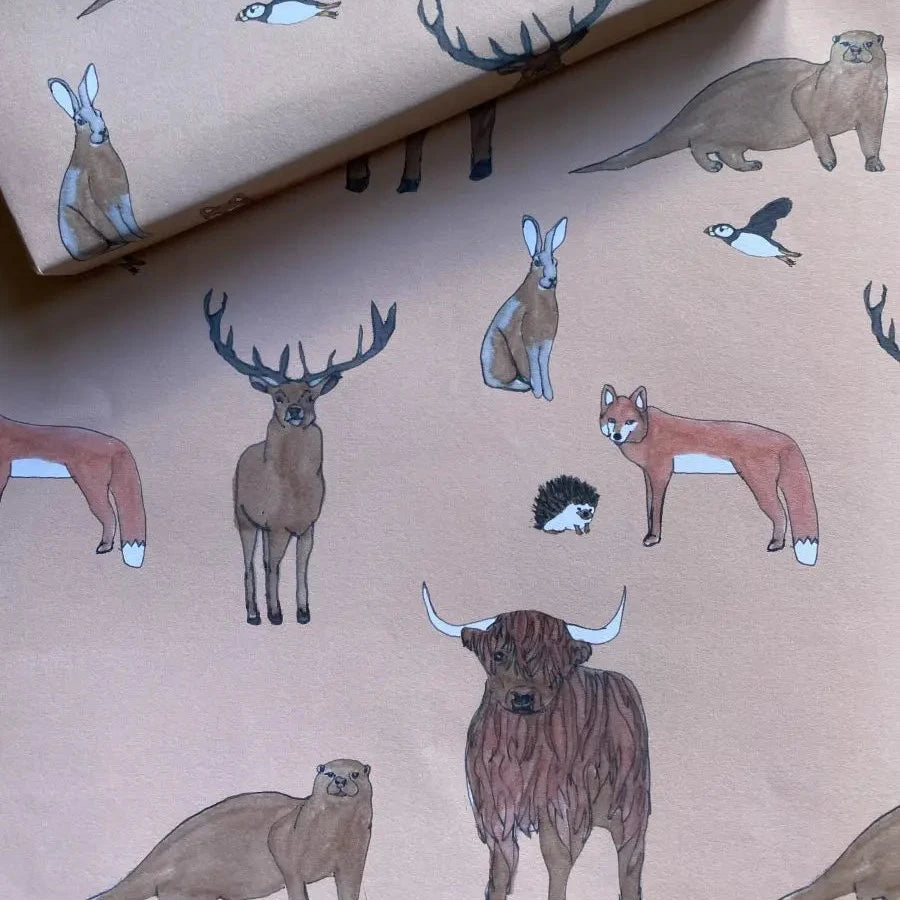 Scottish Wildlife Wrapping Paper | Kat Draws It