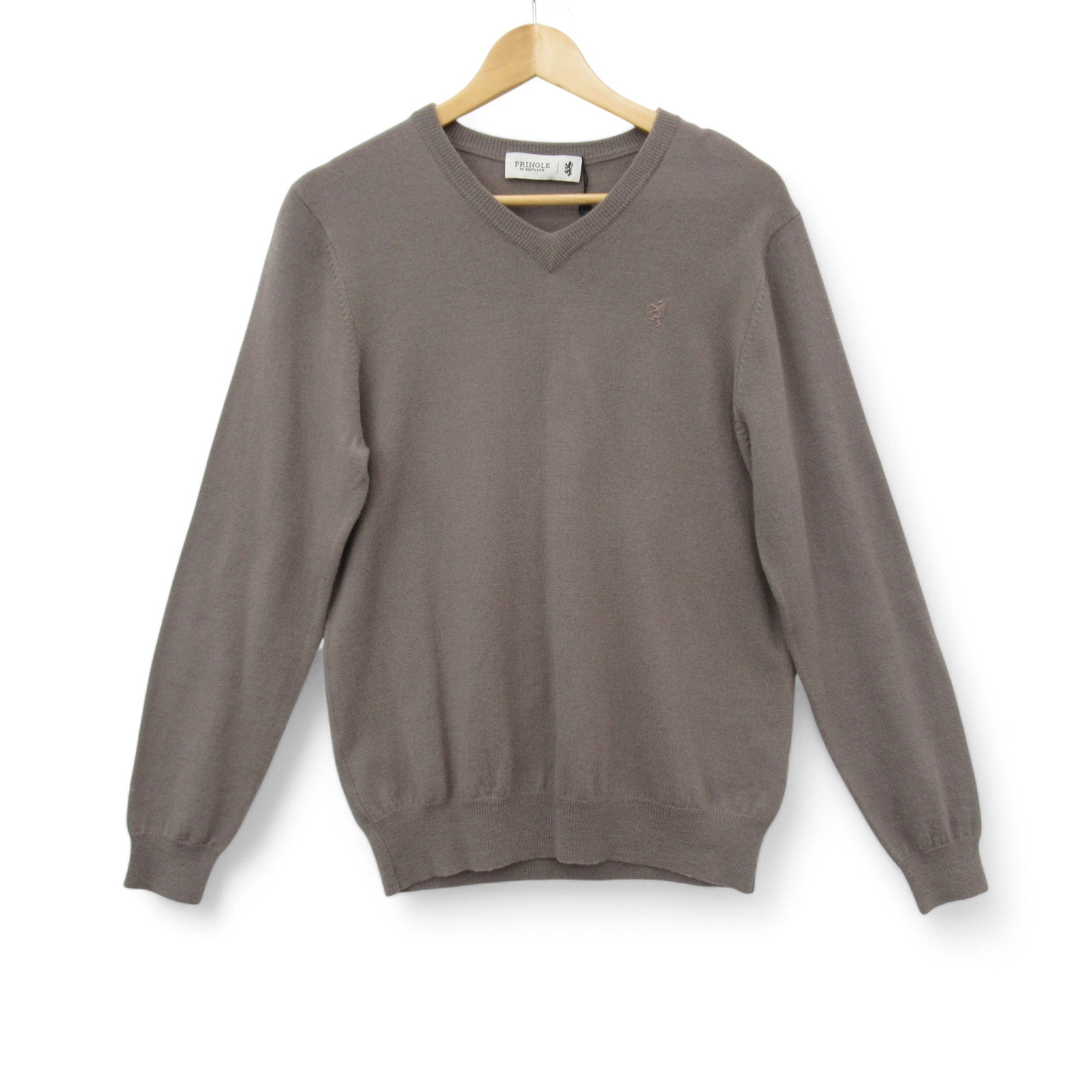 front image for Pringle Jumper Large Brown 100% Wool Menswear | Pre-loved
