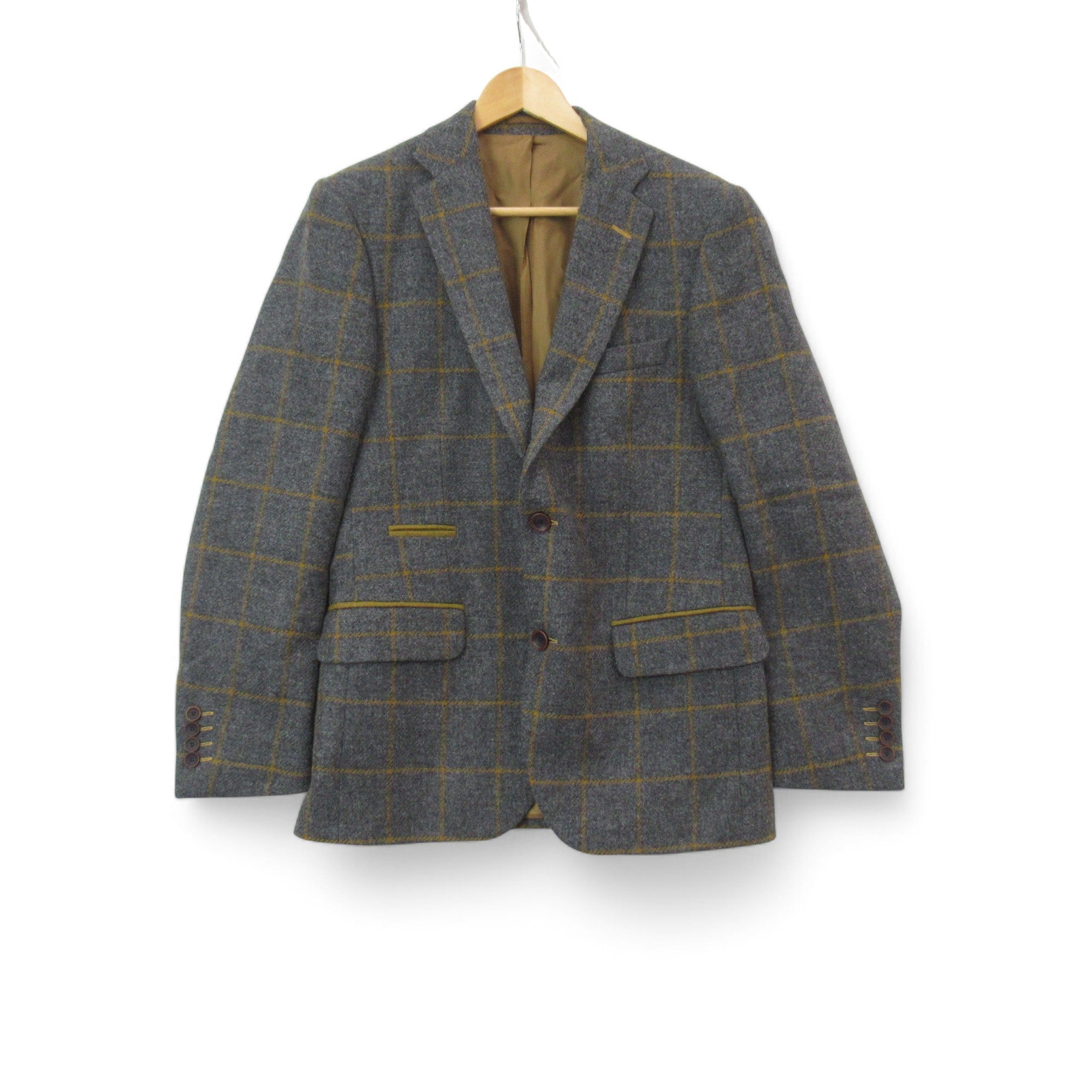 front image for Mazzelli Blazer Jacket 38R Grey Brown Check Menswear | Pre-loved