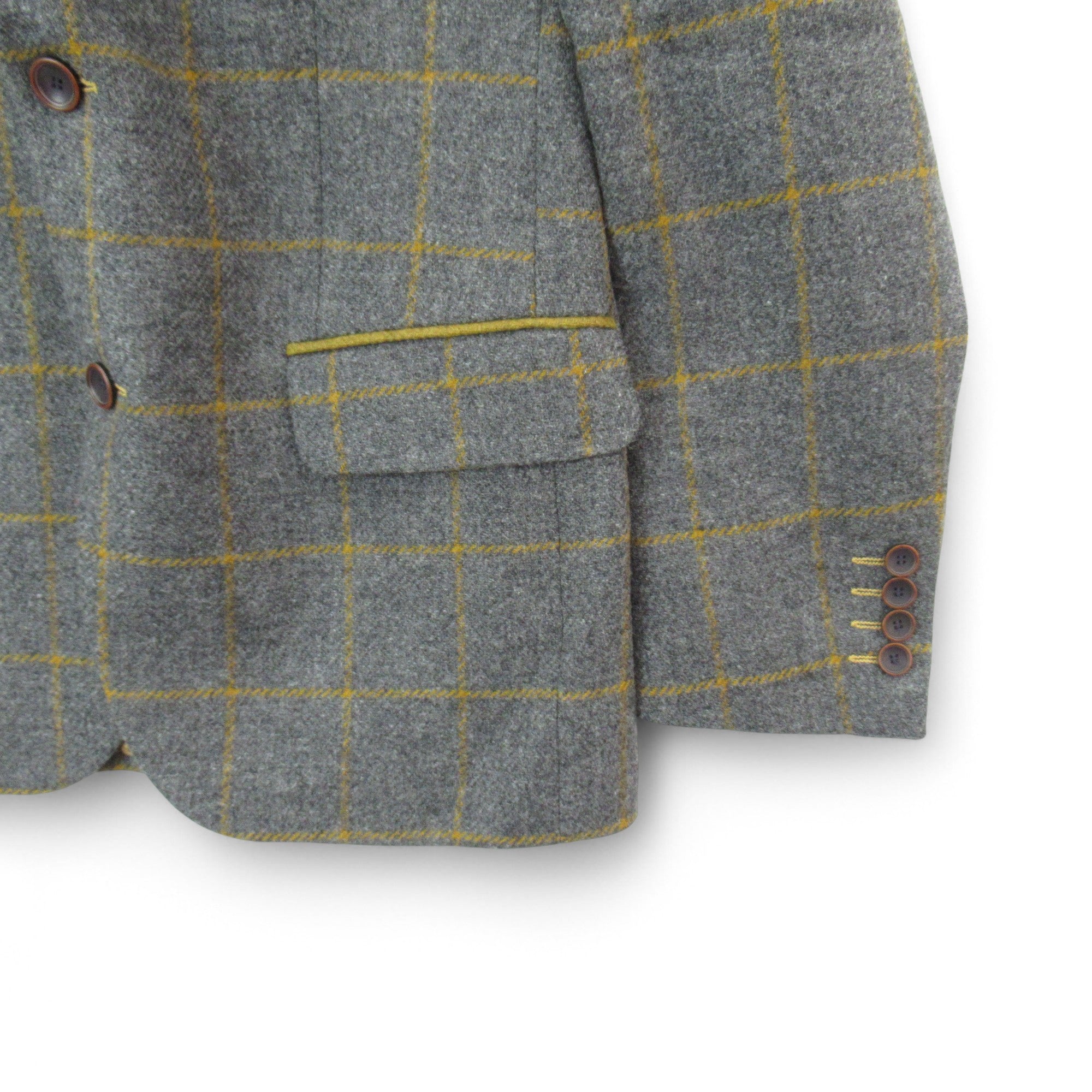 sleeve image for Mazzelli Blazer Jacket 38R Grey Brown Check Menswear | Pre-loved