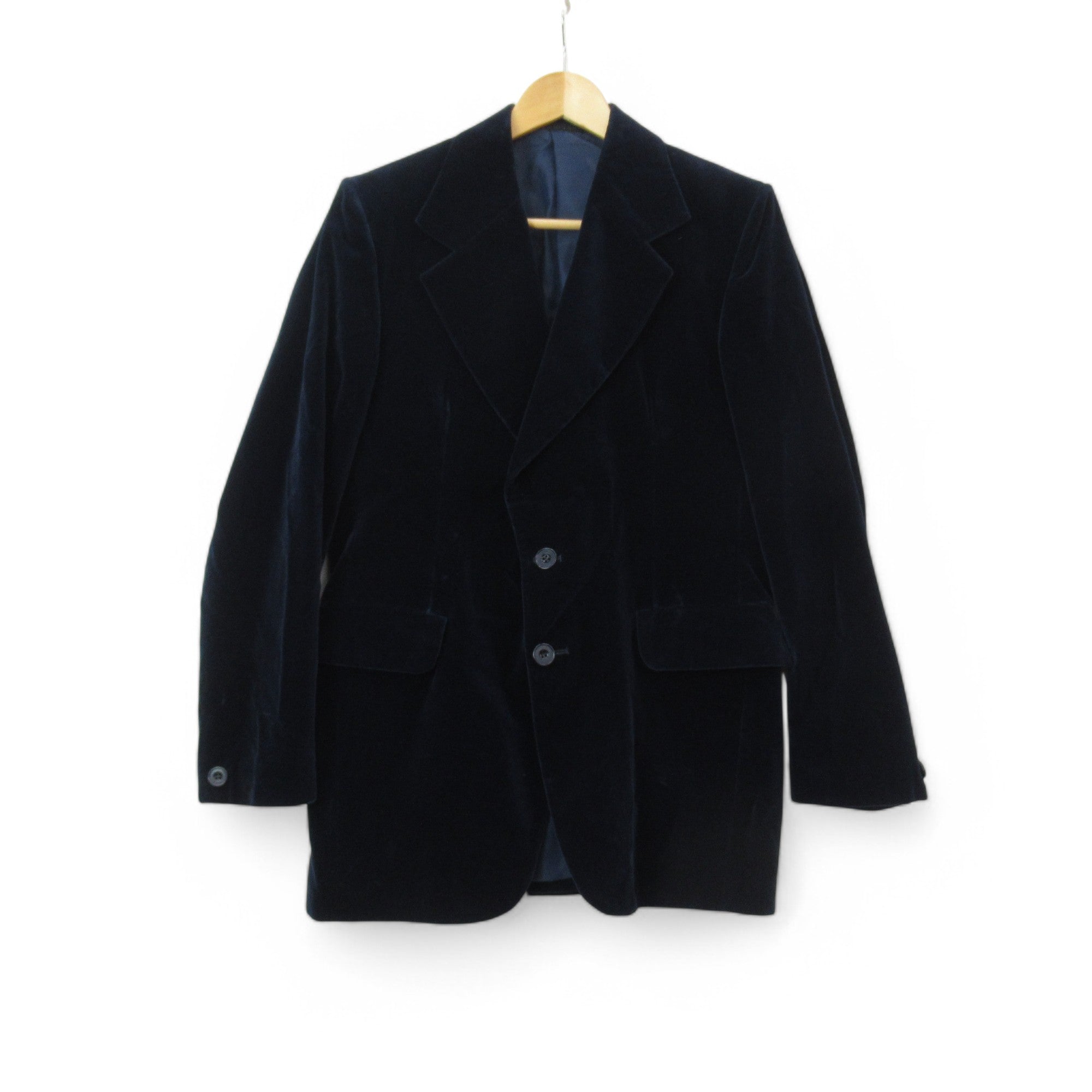 front image for Kingpin John Collier Velvet Vintage Blazer Jacket Navy Medium Menswear | Pre-loved