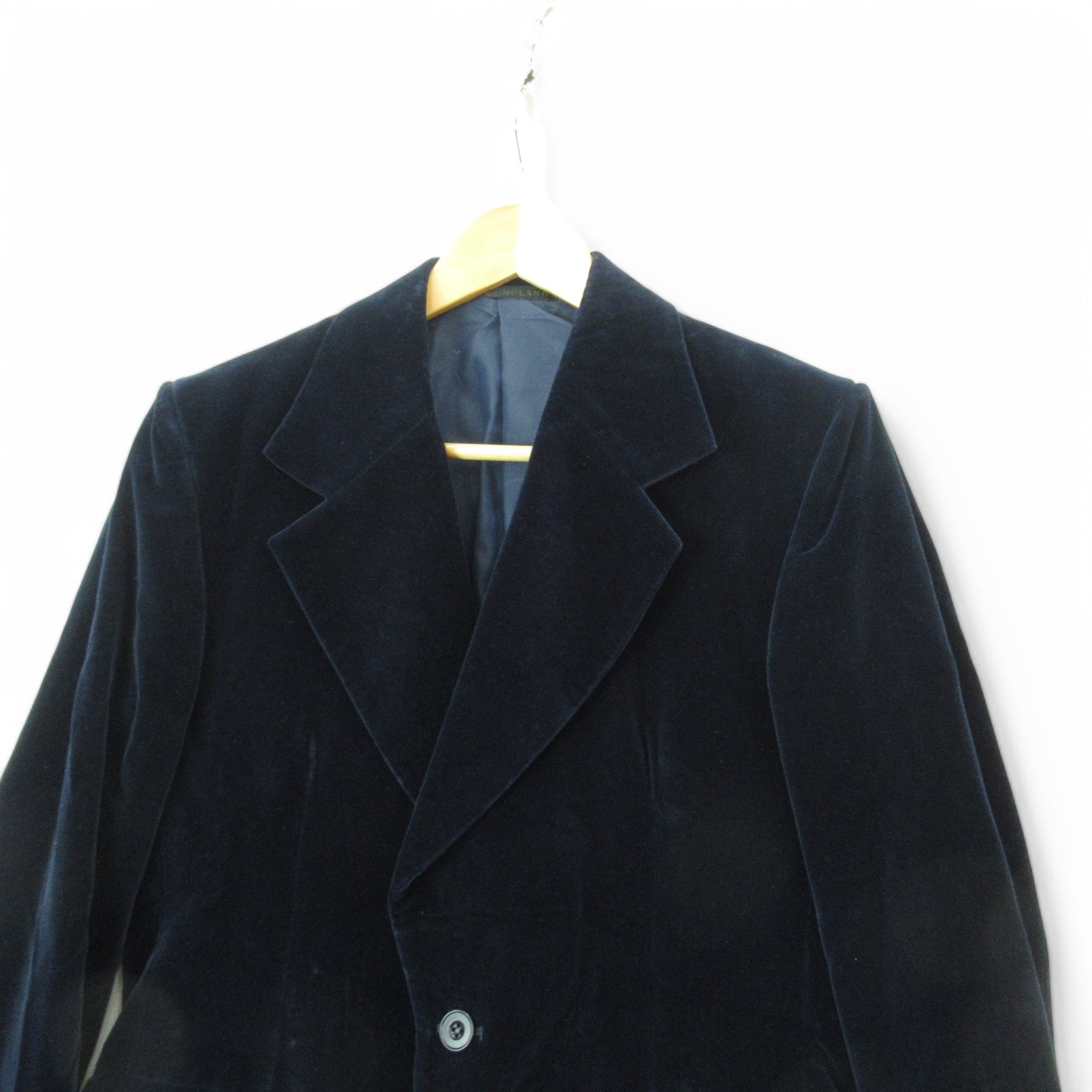 front image for Kingpin John Collier Velvet Vintage Blazer Jacket Navy Medium Menswear | Pre-loved