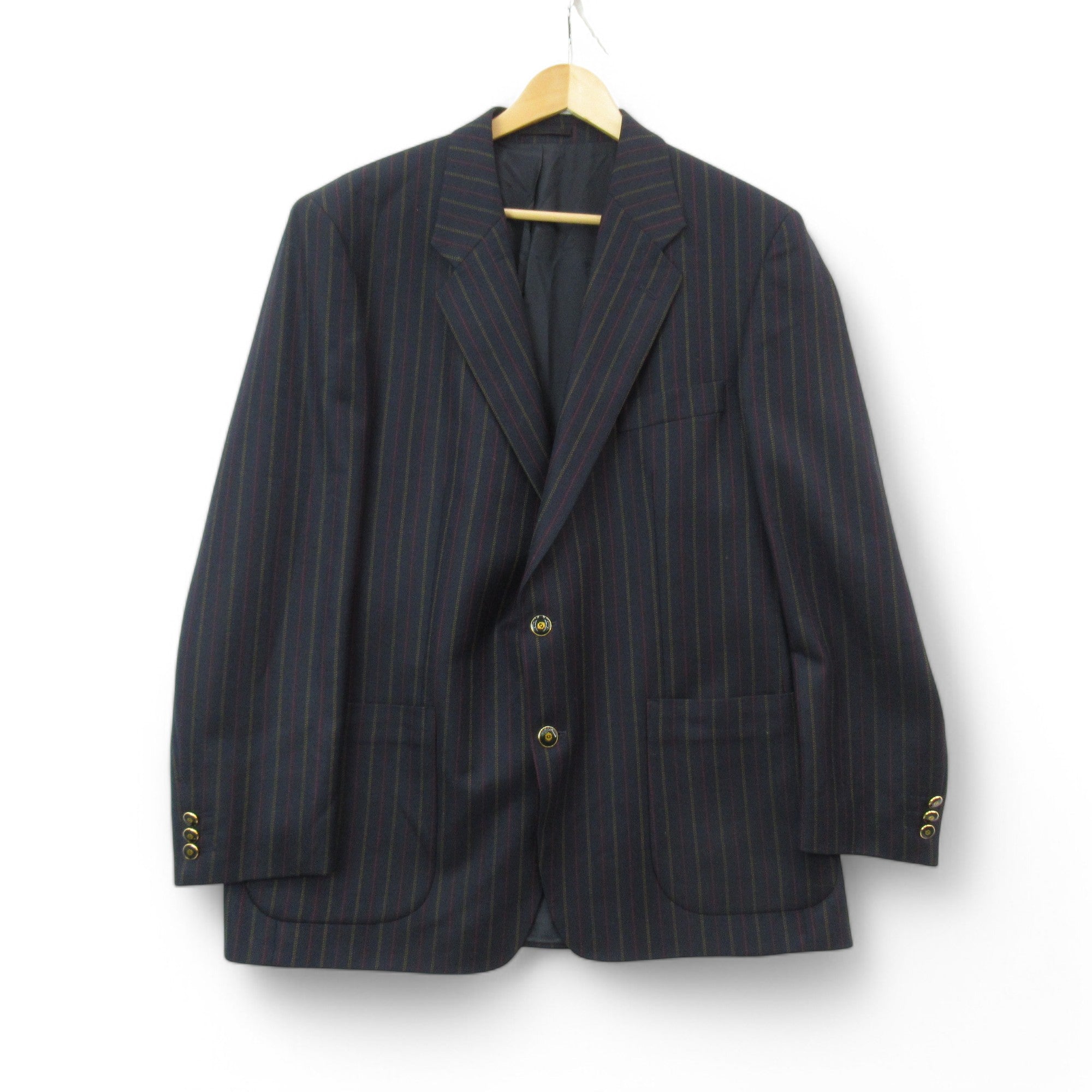 front image for Magee Vintage Pinstripe Blazer Navy 44R Menswear | Pre-loved