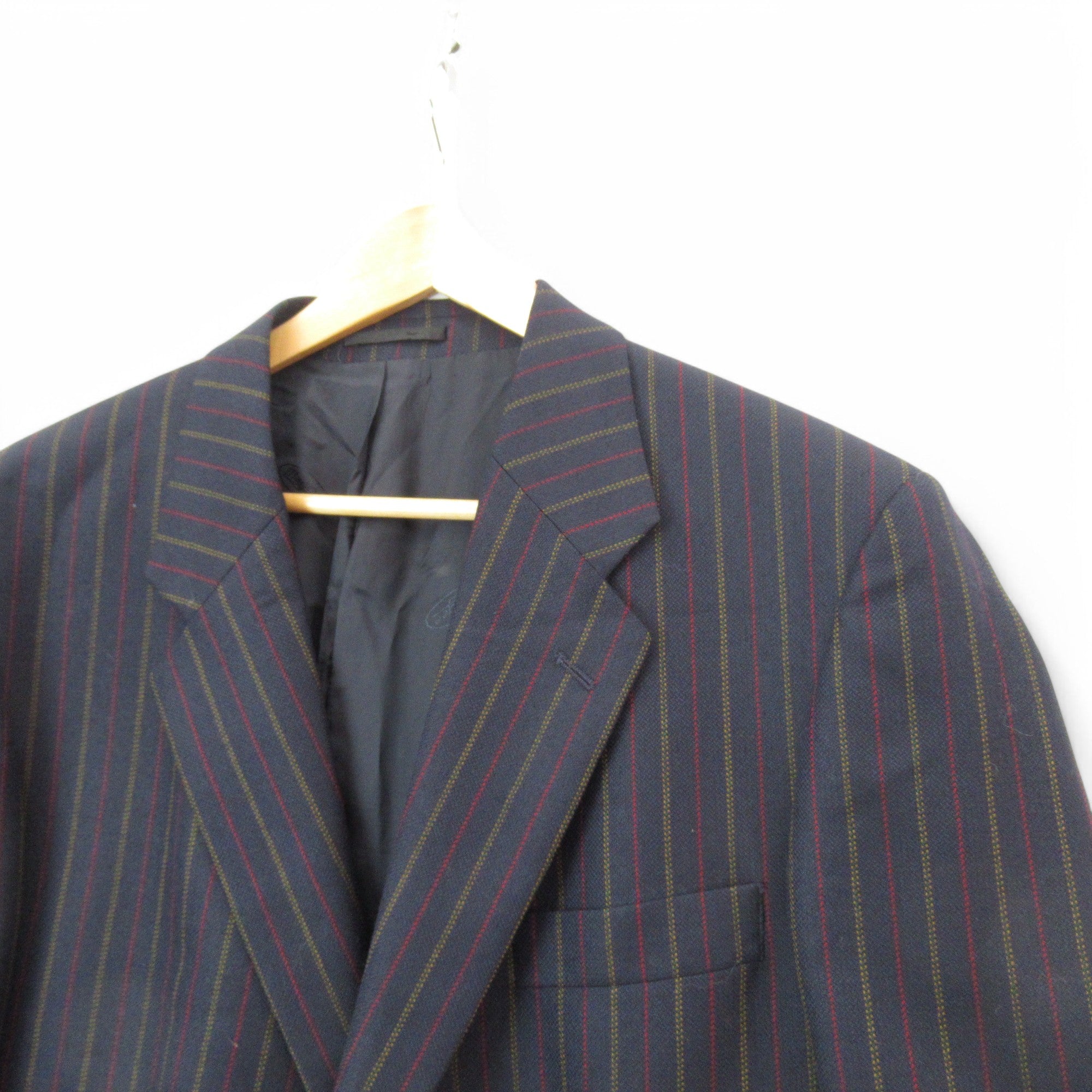 top image for Magee Vintage Pinstripe Blazer Navy 44R Menswear | Pre-loved