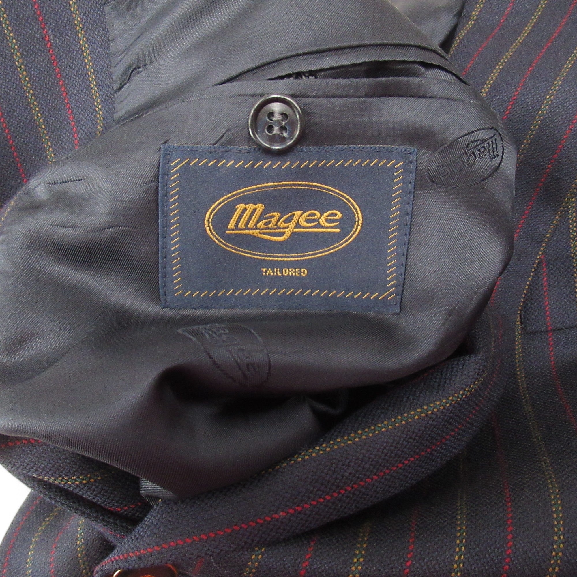 label image for Magee Vintage Pinstripe Blazer Navy 44R Menswear | Pre-loved