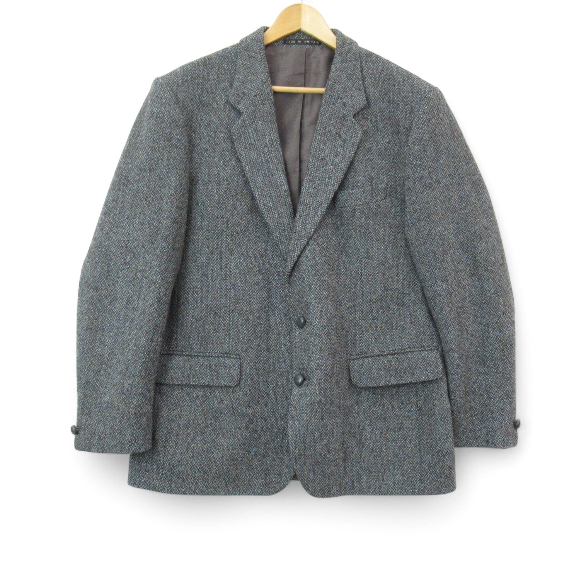 front image for Greenwoods Tweed Blazer Jacket 46 Blue Grey Menswear | Pre-loved