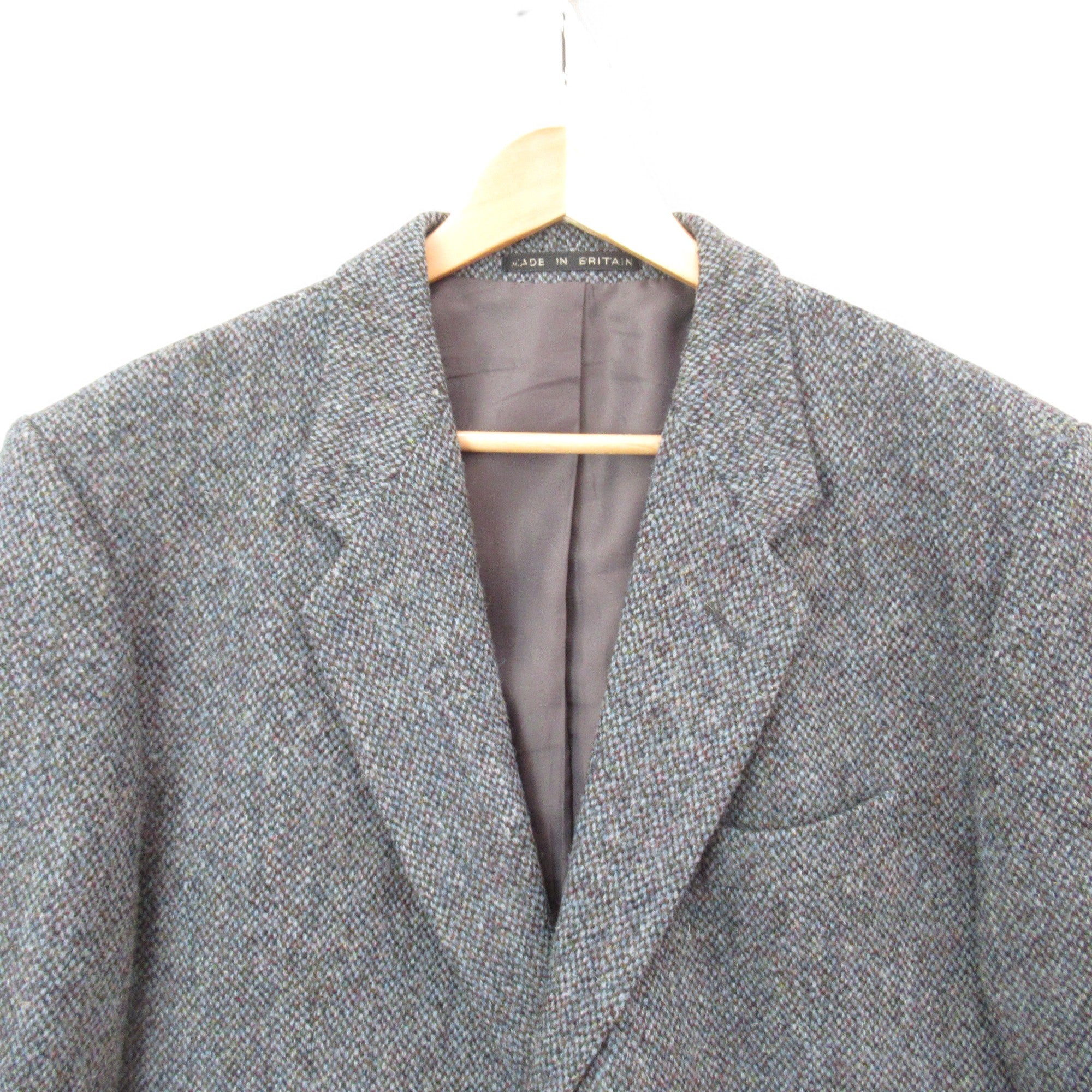 top image for Greenwoods Tweed Blazer Jacket 46 Blue Grey Menswear | Pre-loved