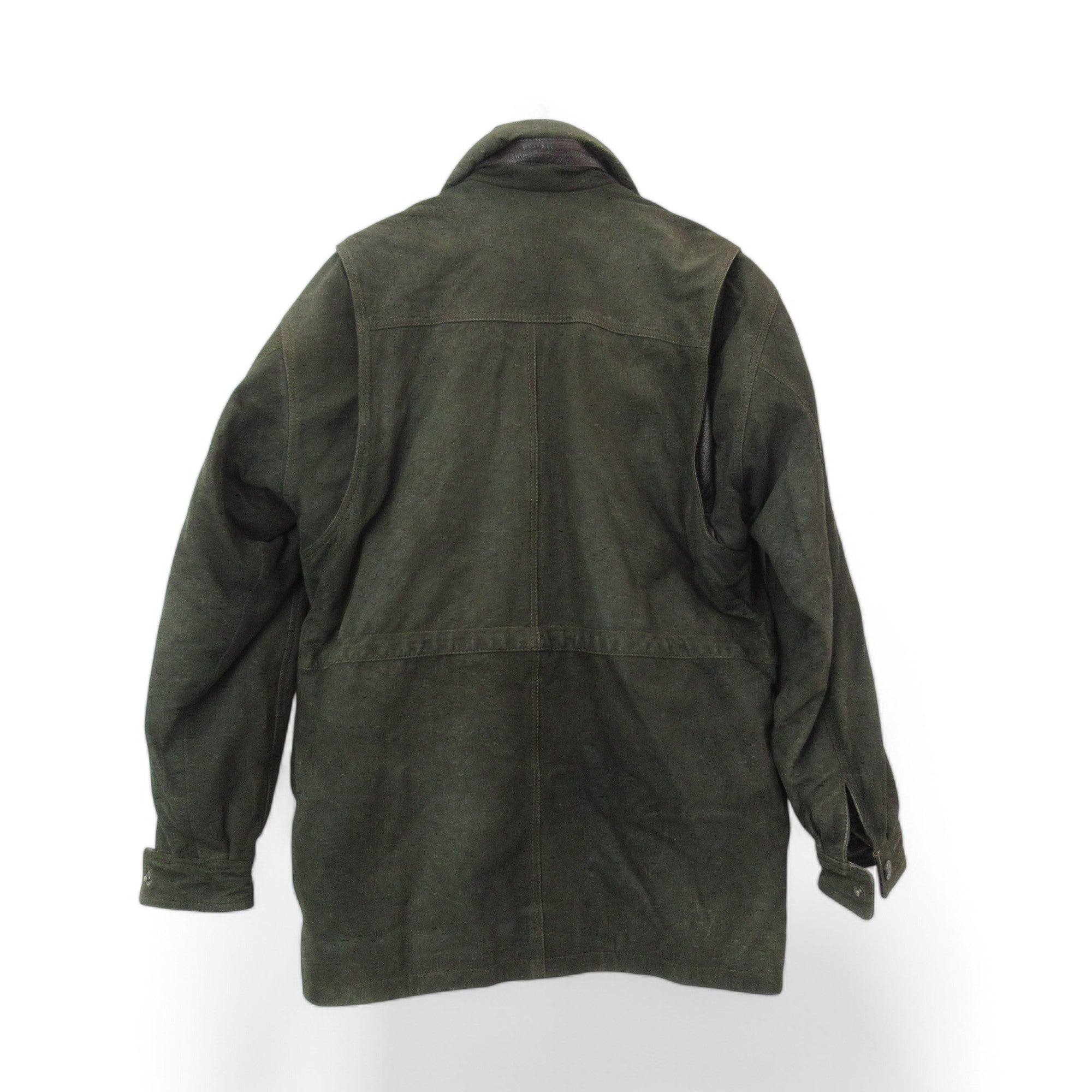 back image for Master Vintage Suede Coat Medium Green Brown Menswear | Pre-loved