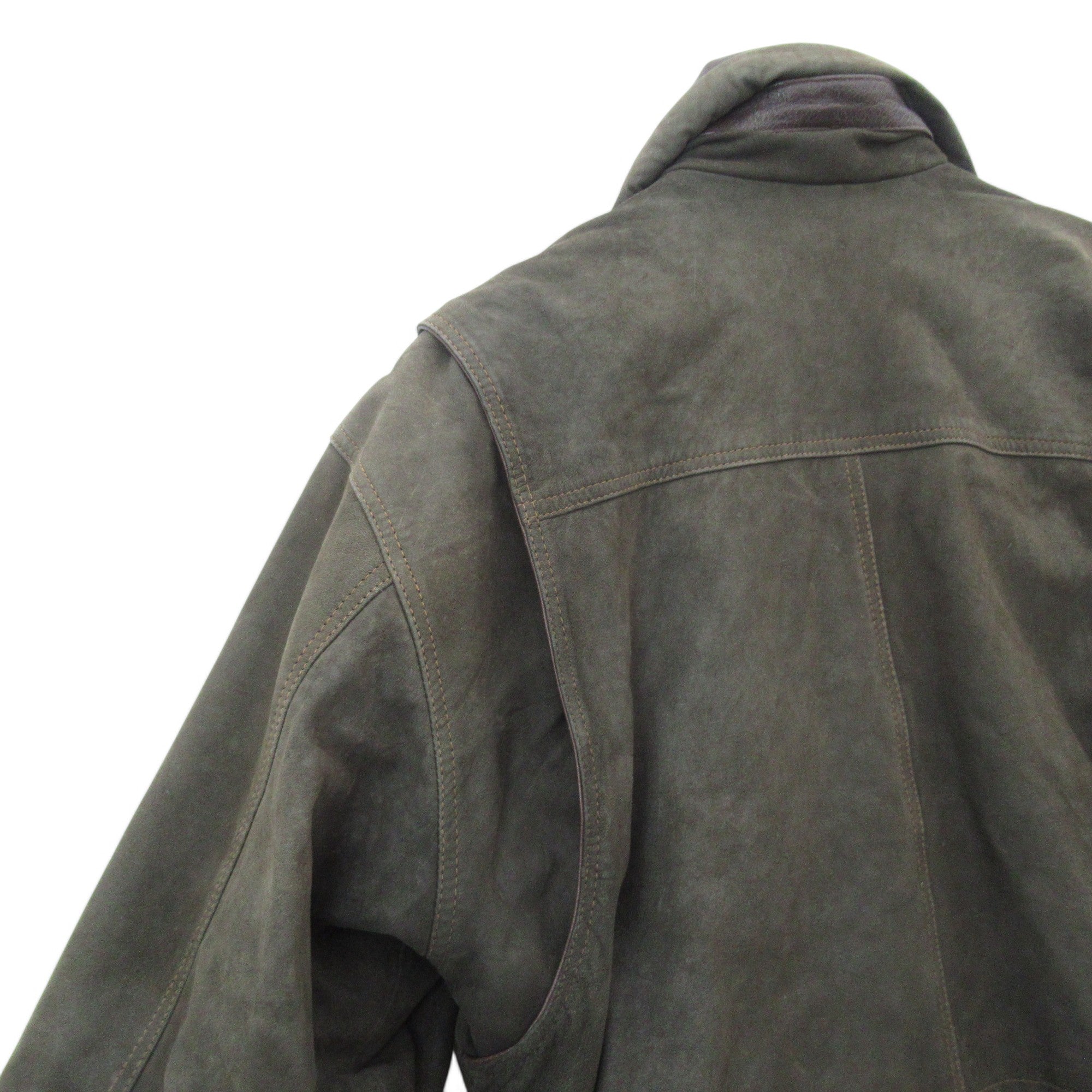 shoulder image for Master Vintage Suede Coat Medium Green Brown Menswear | Pre-loved