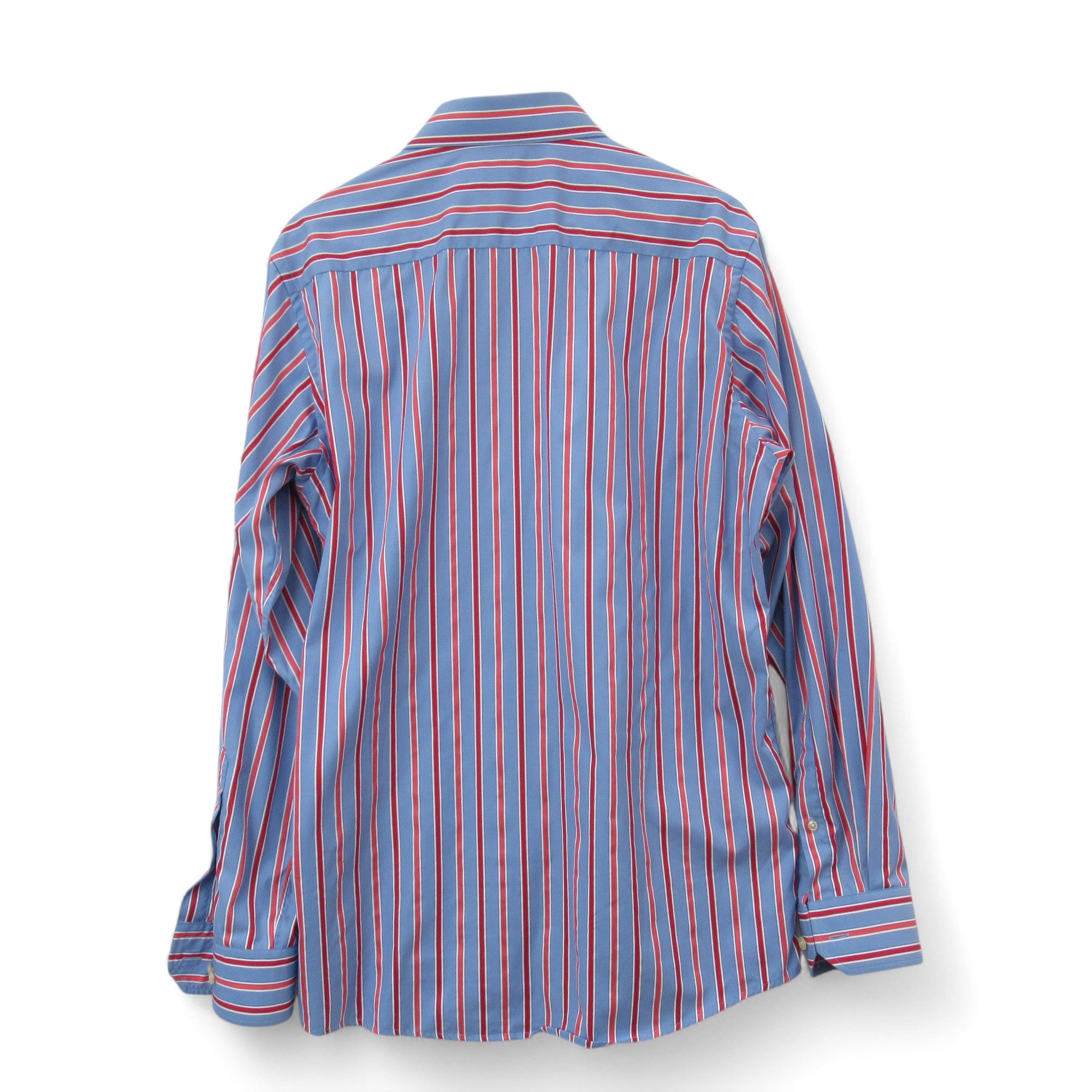 back image for Eton Contemporary Striped Shirt Vintage Blue Red Menswear | Pre-loved