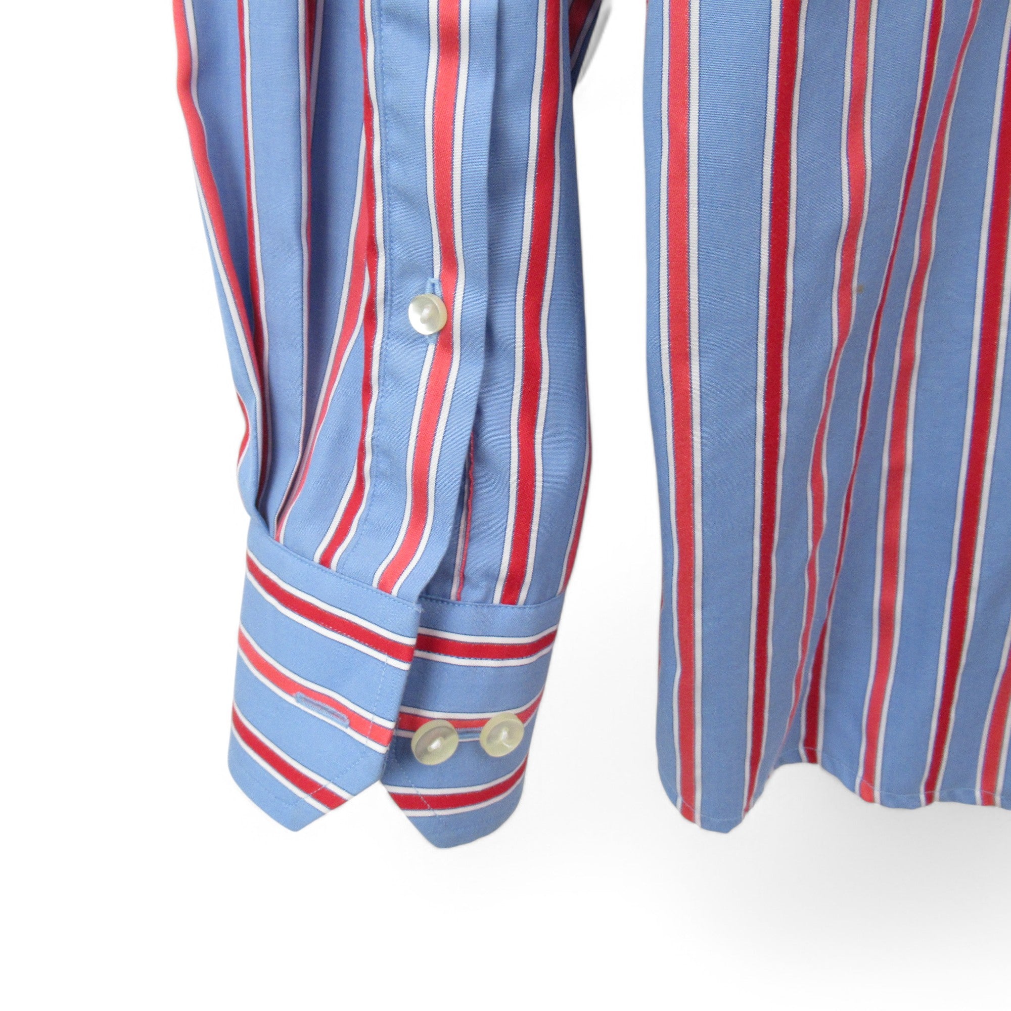 cuff image for Eton Contemporary Striped Shirt Vintage Blue Red Menswear | Pre-loved