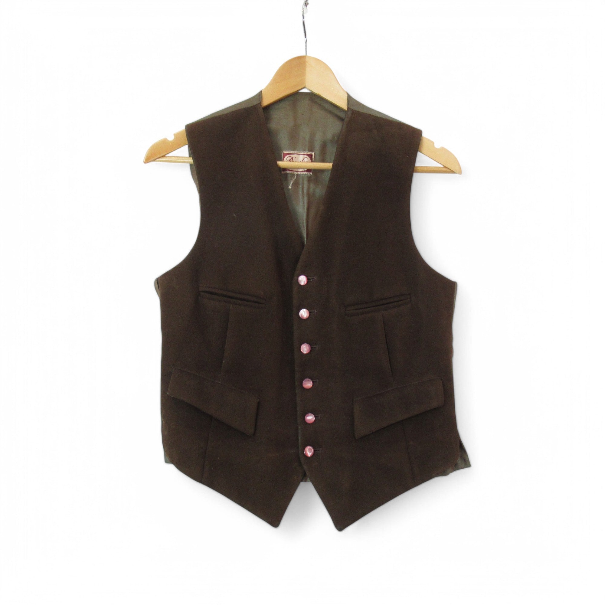 front image for Reyneth Vintage Waistcoat Brown Suede Small Menswear | Pre-loved 