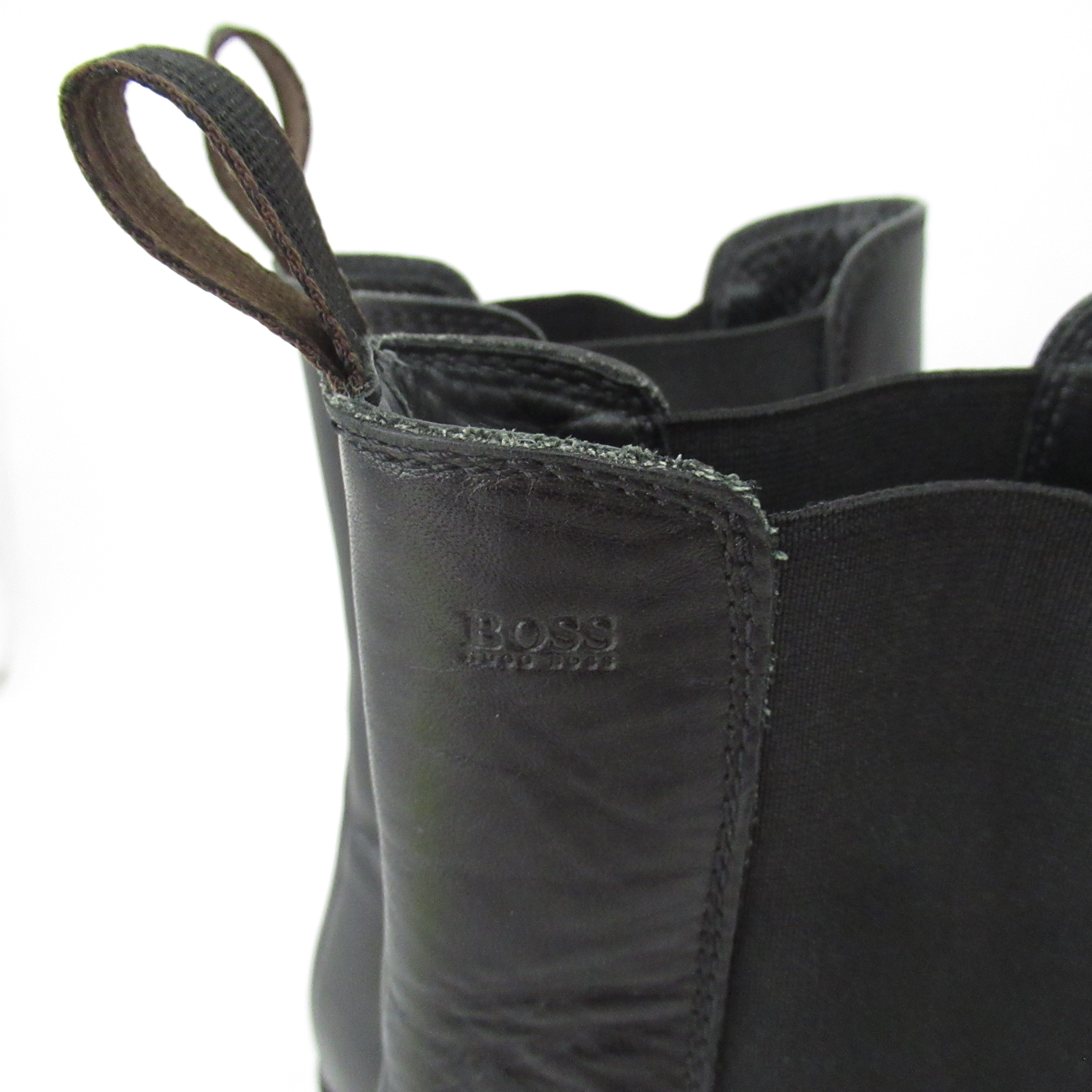 logo image for Hugo Boss Chelsea Boots Black Leather UK 10.5 Menswear | Pre-loved