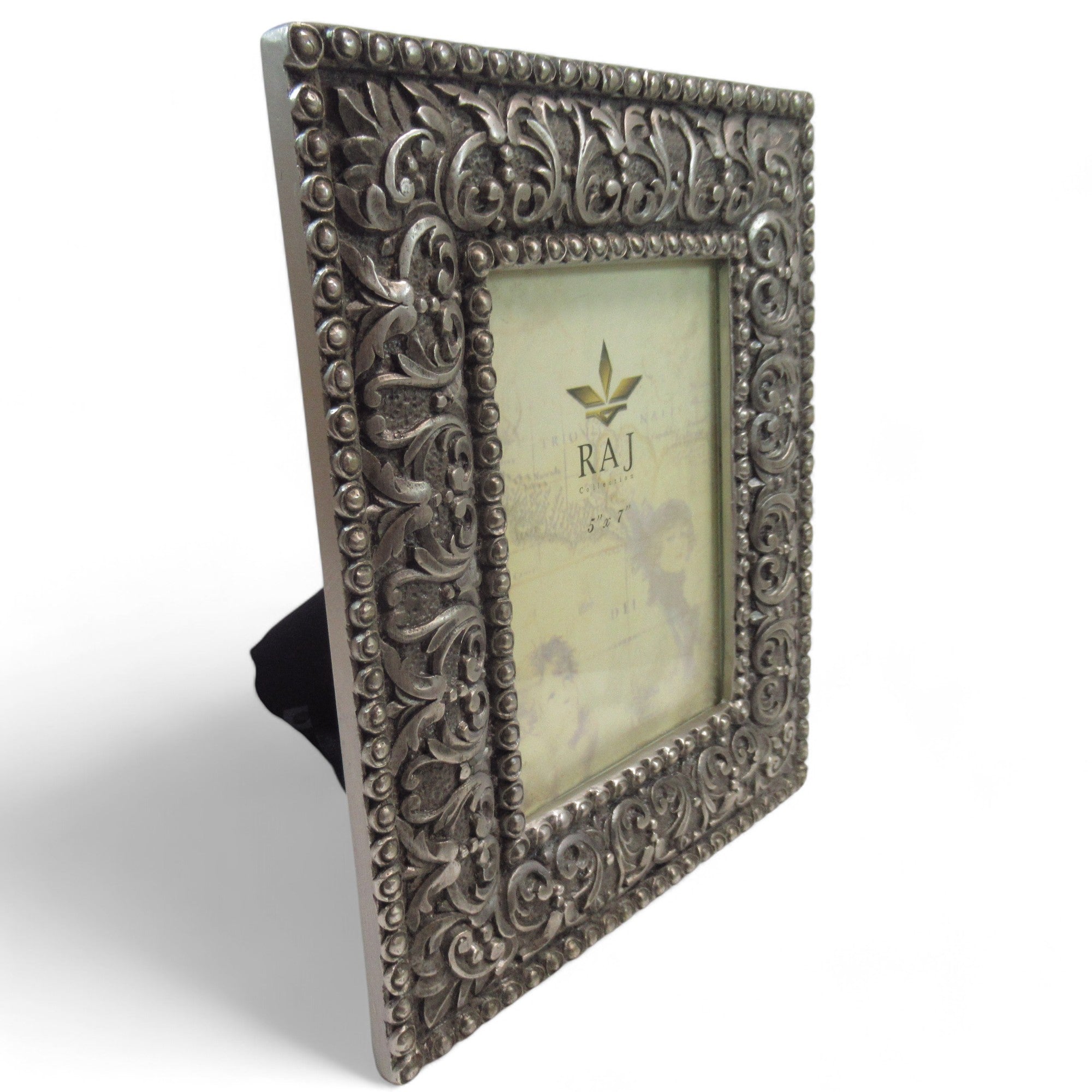 Side image of RAJ Collection Metal 7x5" Photo Picture Frame w/ Stand