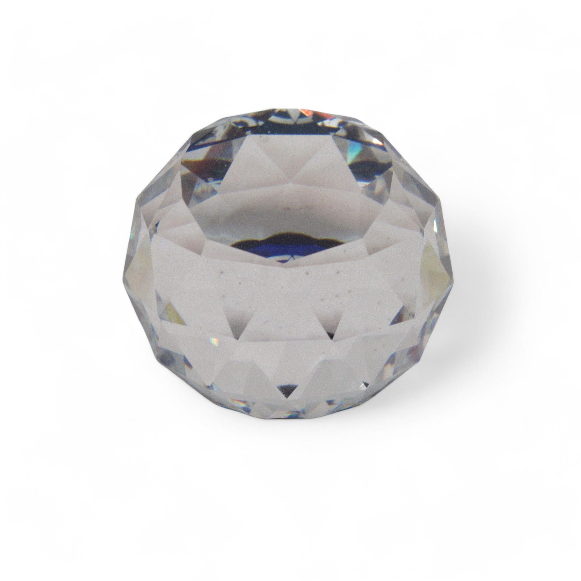 Side image of Swarovski Crystal Libra Scales Paperweight 4cm Clear/Blue